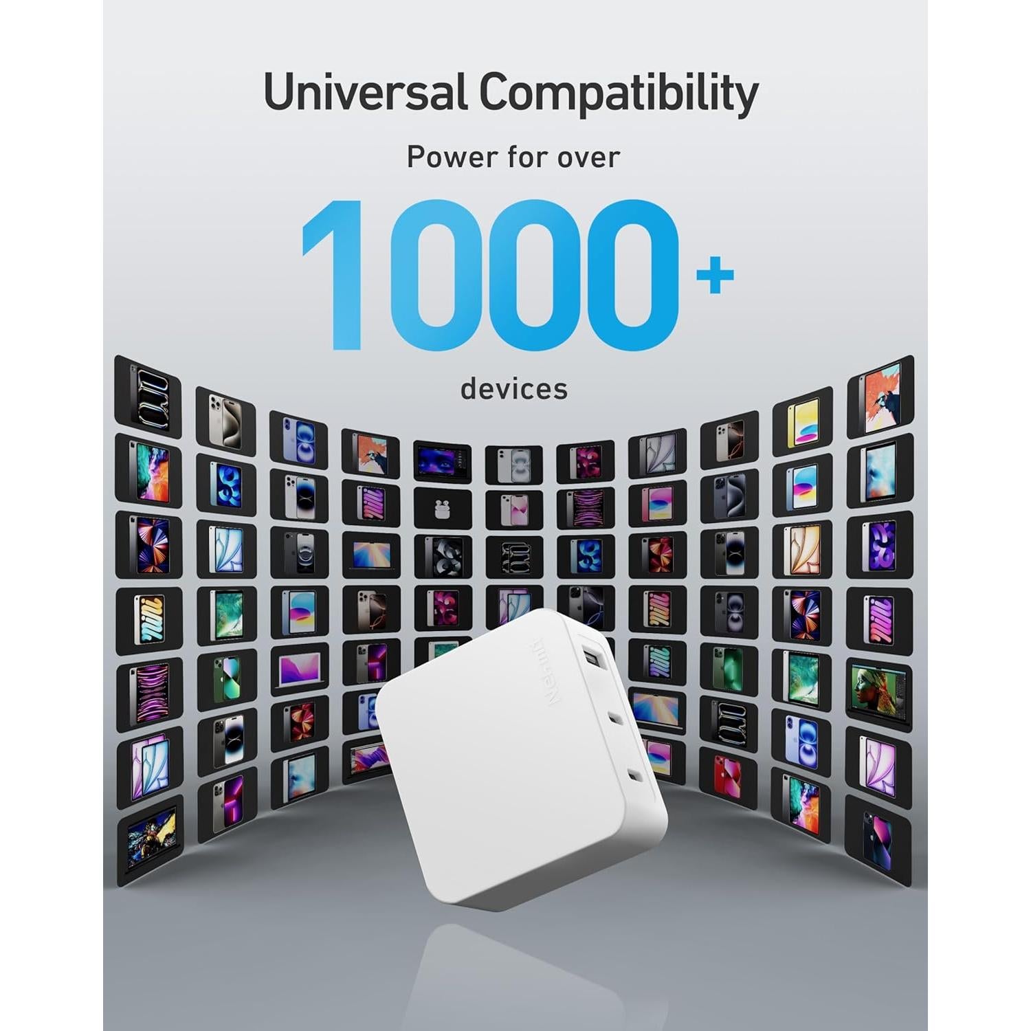 Cargador Rápido USB C Nekmit 67W 3 Puertos Blanco