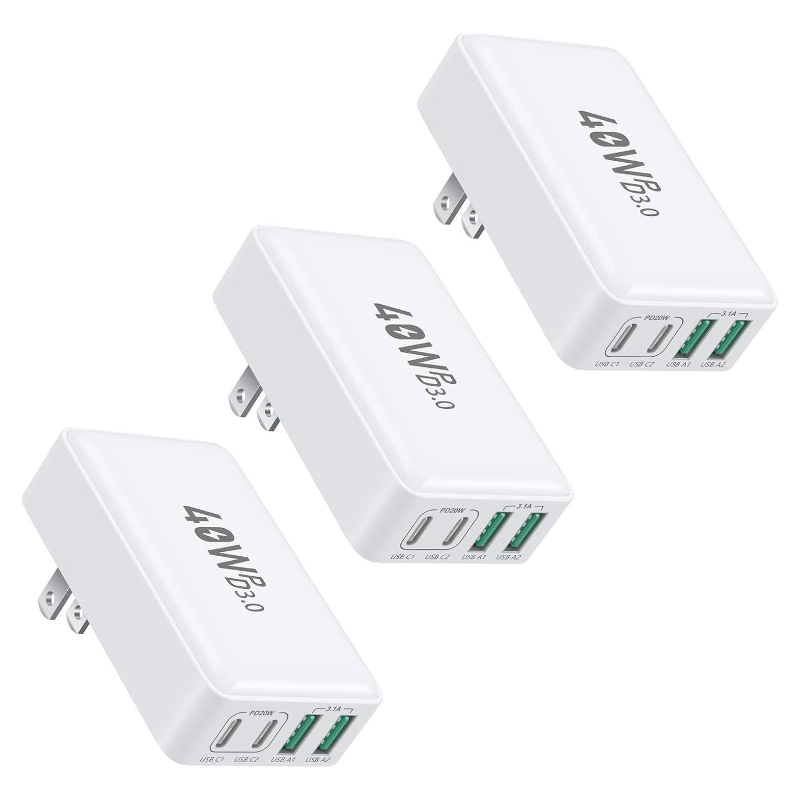 Cargador de Pared USB C OKRAY 40W 4 Puertos Carga Rápida