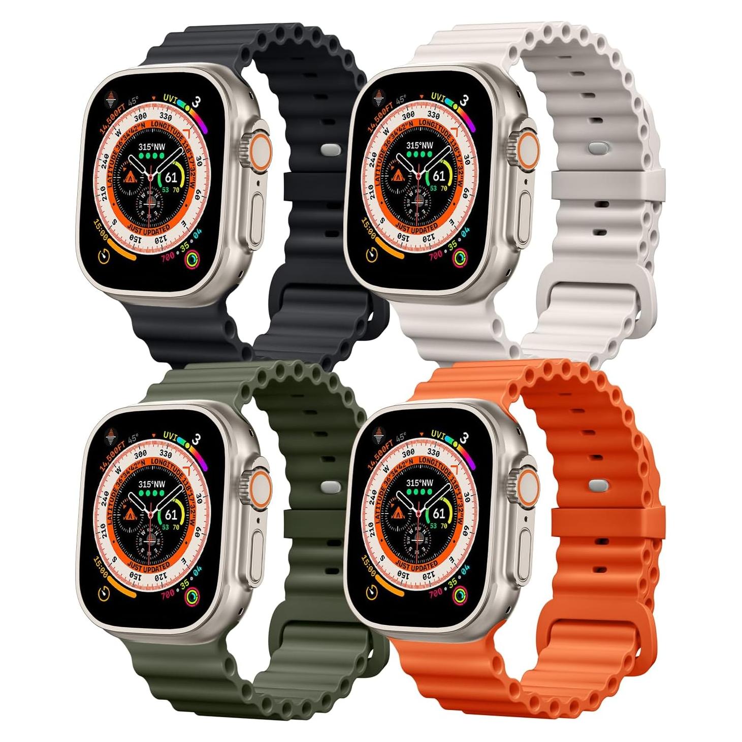 Paquete de 4 bandas de silicona Witzon para Apple Watch 49mm