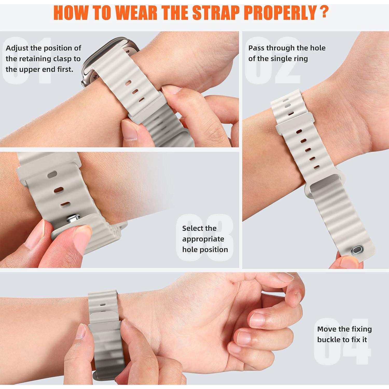 Paquete de 4 bandas de silicona Witzon para Apple Watch 49mm