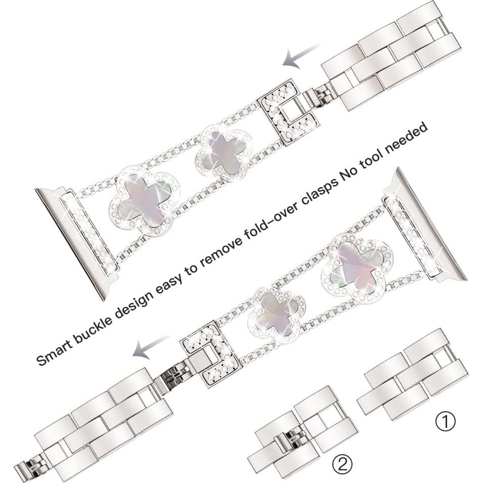 Banda de Metal con Diamantes para Apple Watch 38-49mm - Elegante