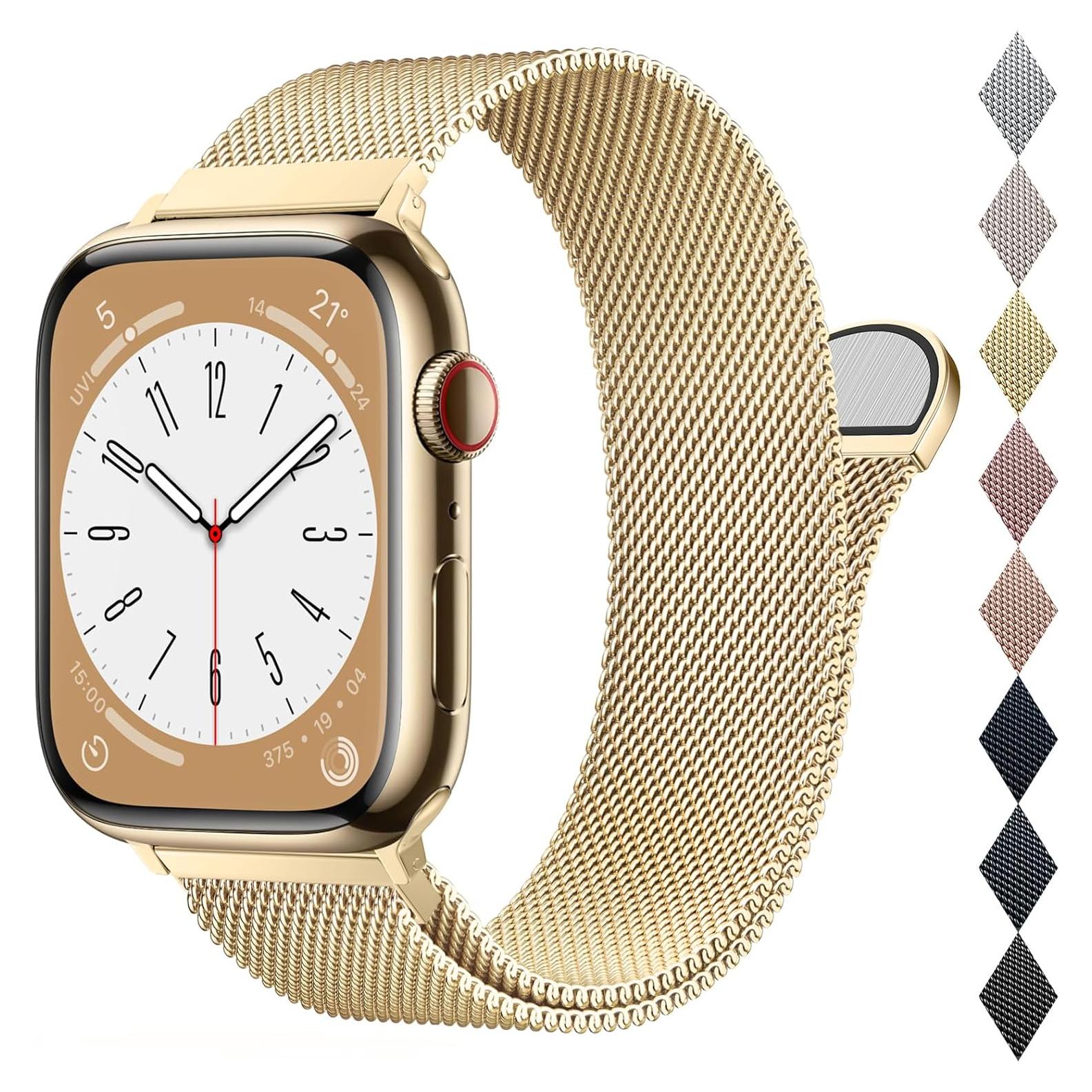 Banda de Malla Metálica BELONGME Dorada para Apple Watch 38-42mm