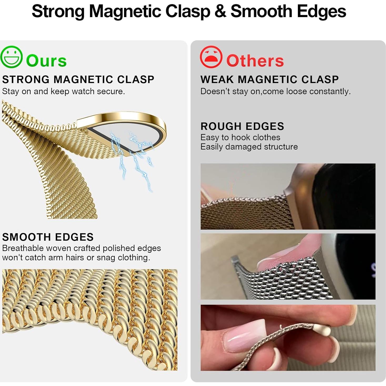 Banda de Malla Metálica BELONGME Dorada para Apple Watch 38-42mm