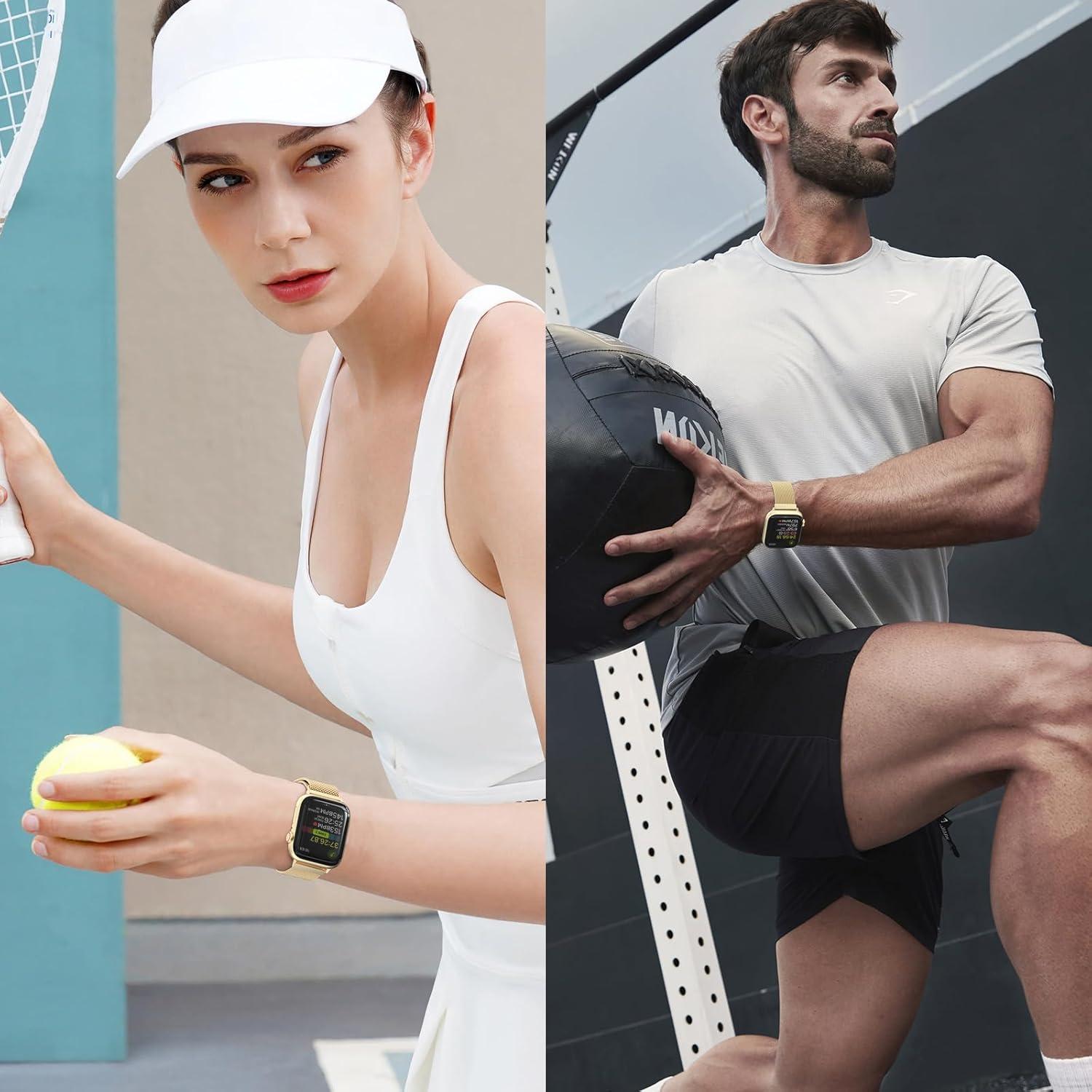 Banda de Malla Metálica BELONGME Dorada para Apple Watch 38-42mm