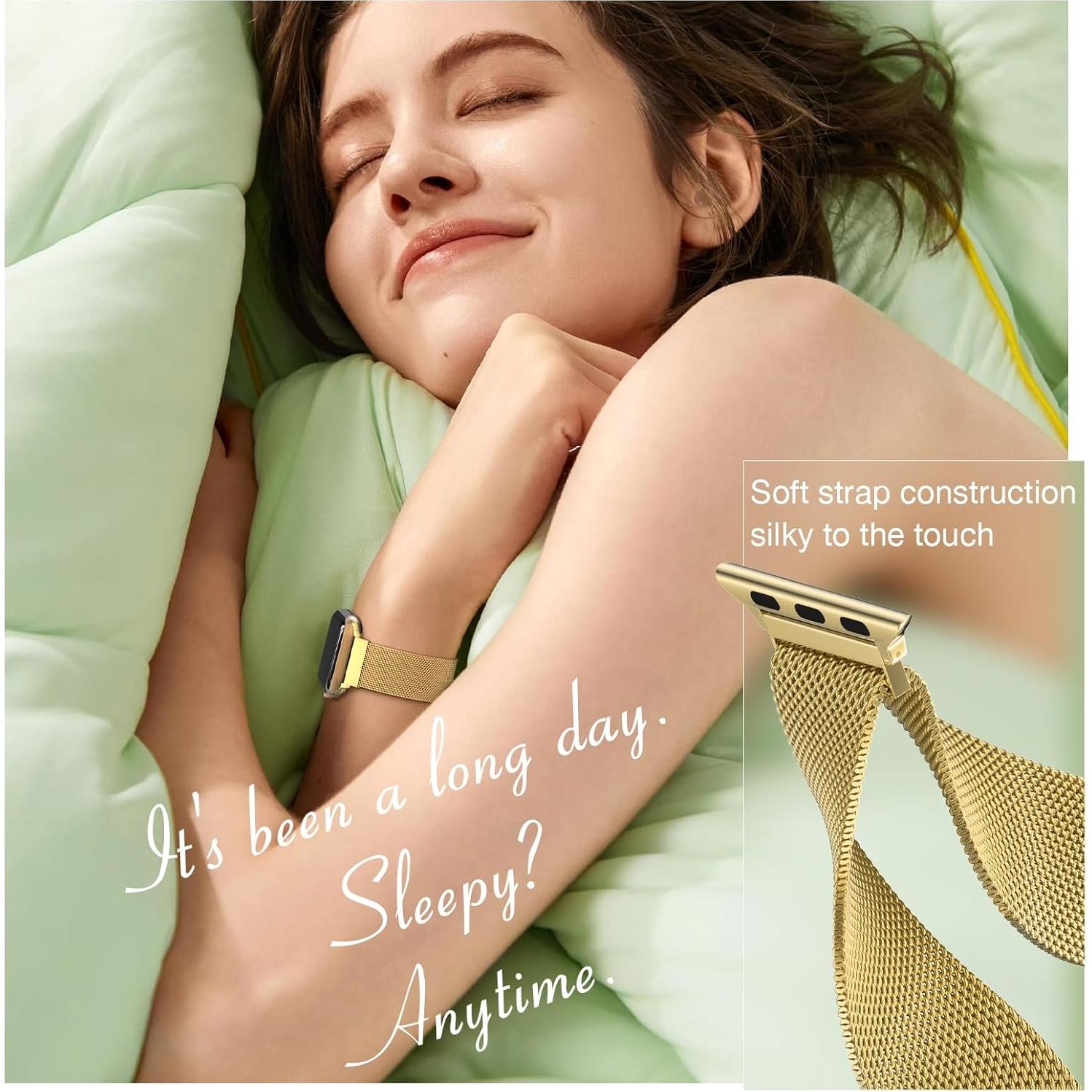 Banda de Malla Metálica BELONGME Dorada para Apple Watch 38-42mm