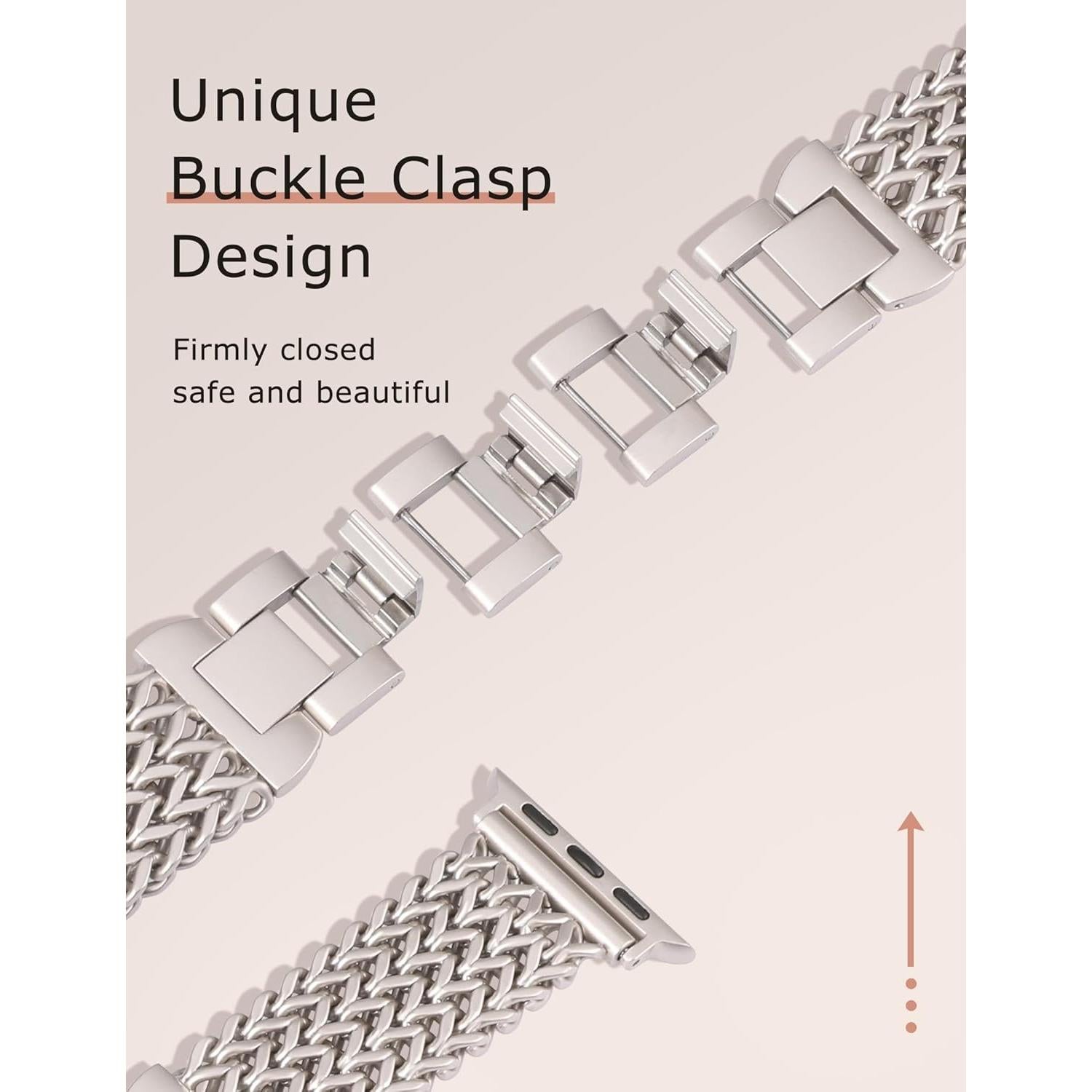 Banda de Metal Inoxidable Minyee para Apple Watch 38-49mm Mujeres