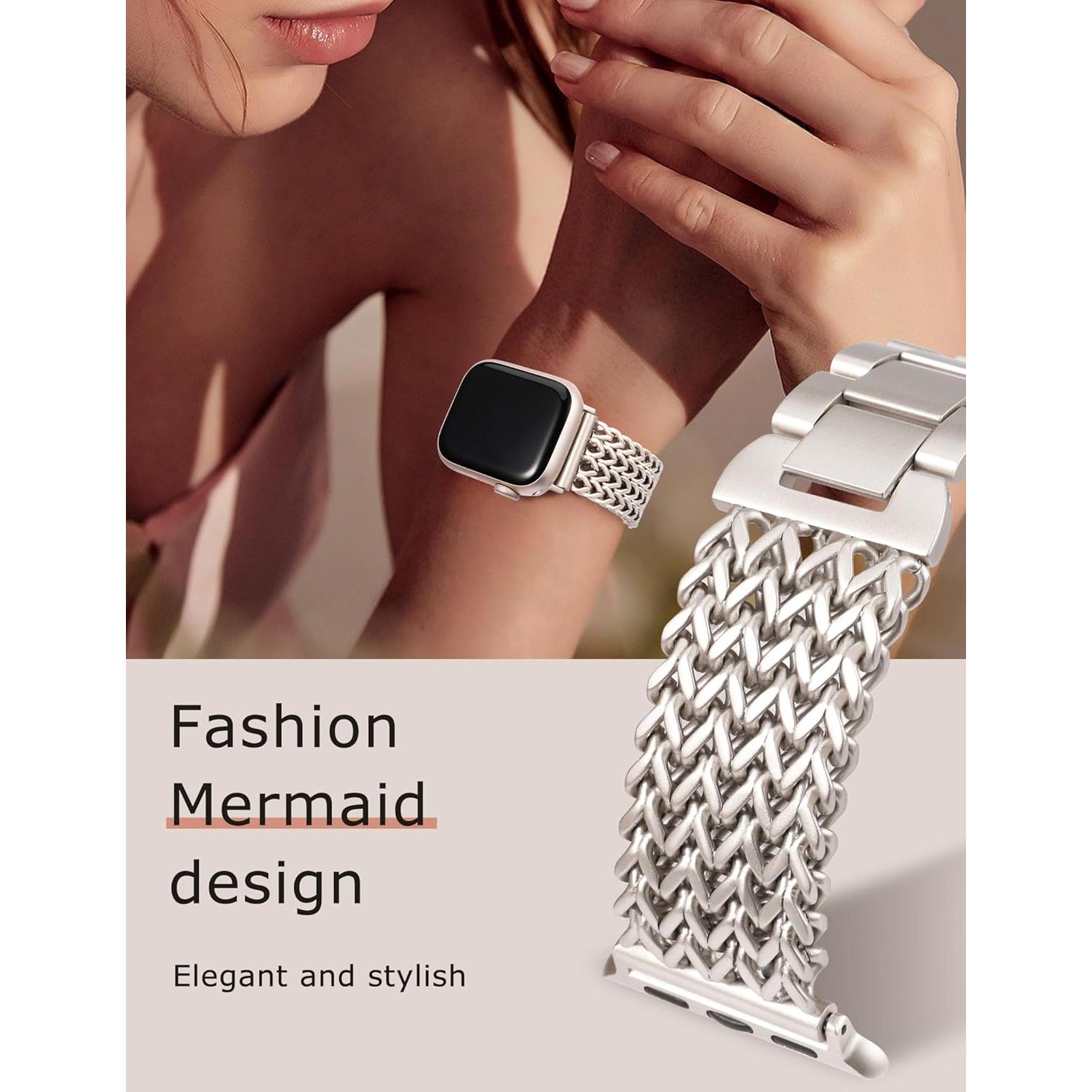 Banda de Metal Inoxidable Minyee para Apple Watch 38-49mm Mujeres