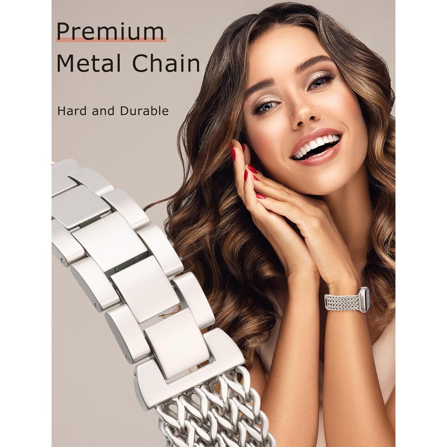 Banda de Metal Inoxidable Minyee para Apple Watch 38-49mm Mujeres