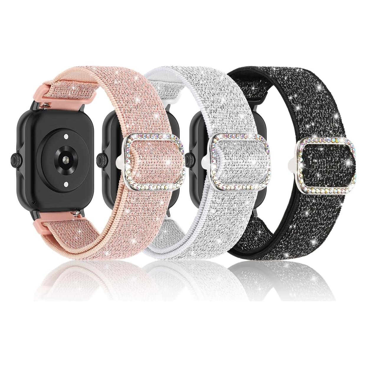 Correas de Nylon Elástico Brillantes 22mm para Reloj Inteligente