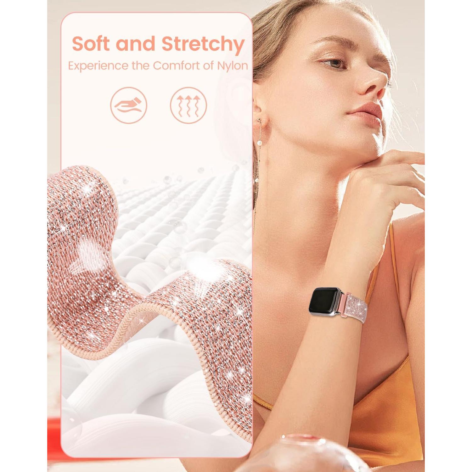 Correas de Nylon Elástico Brillantes 22mm para Reloj Inteligente