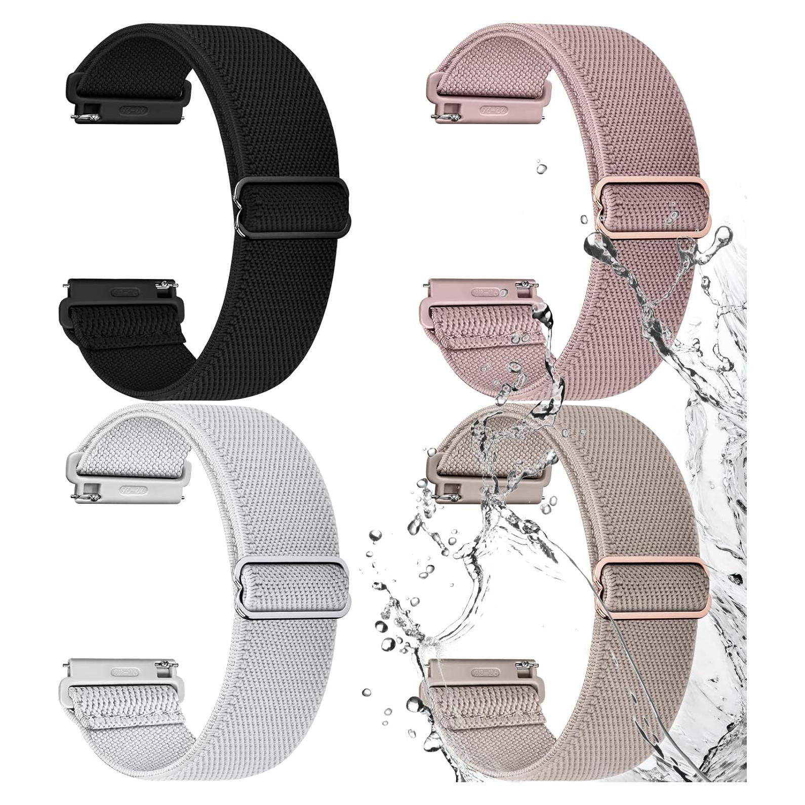 Correas de reloj Fullmosa 22mm elásticas y resistentes al agua - 4 Pack