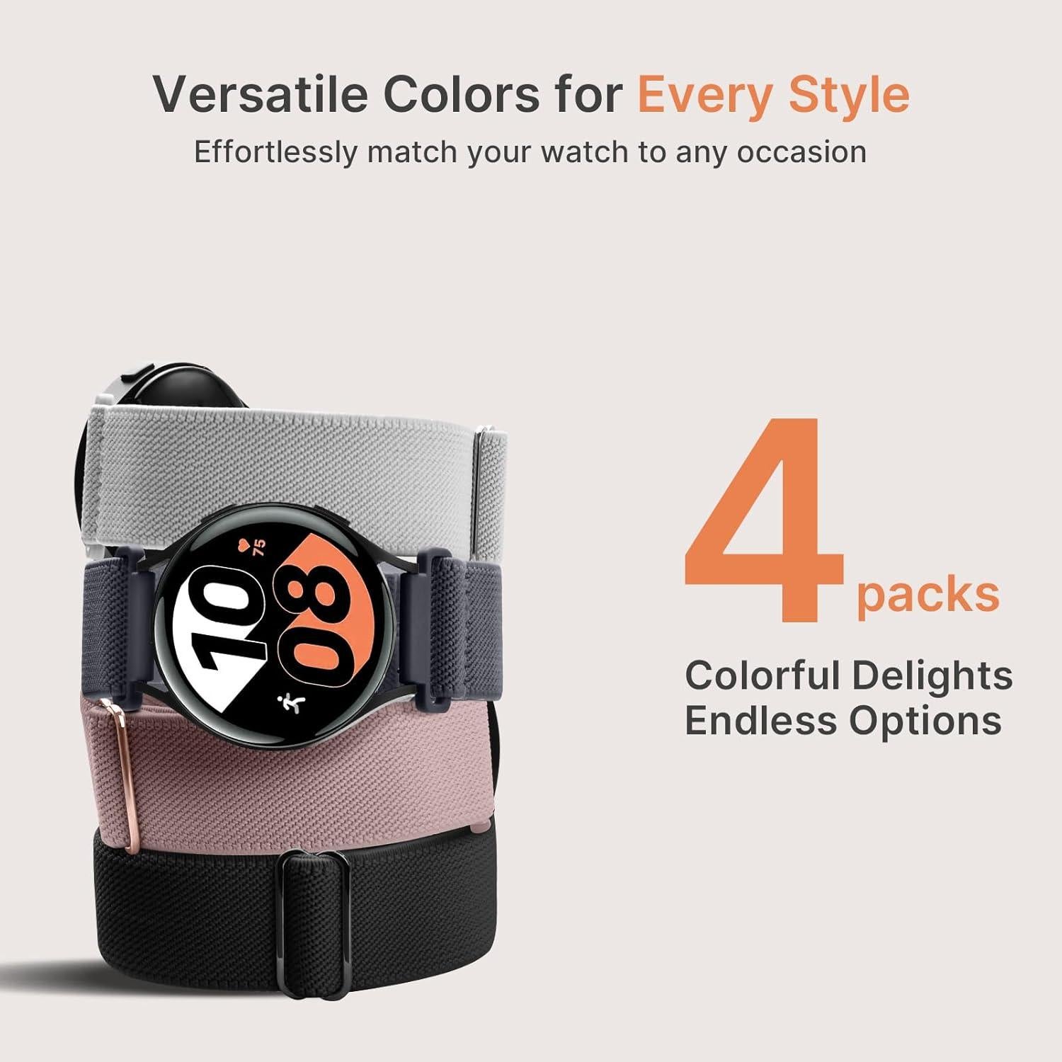 Correas de reloj Fullmosa 22mm elásticas y resistentes al agua - 4 Pack