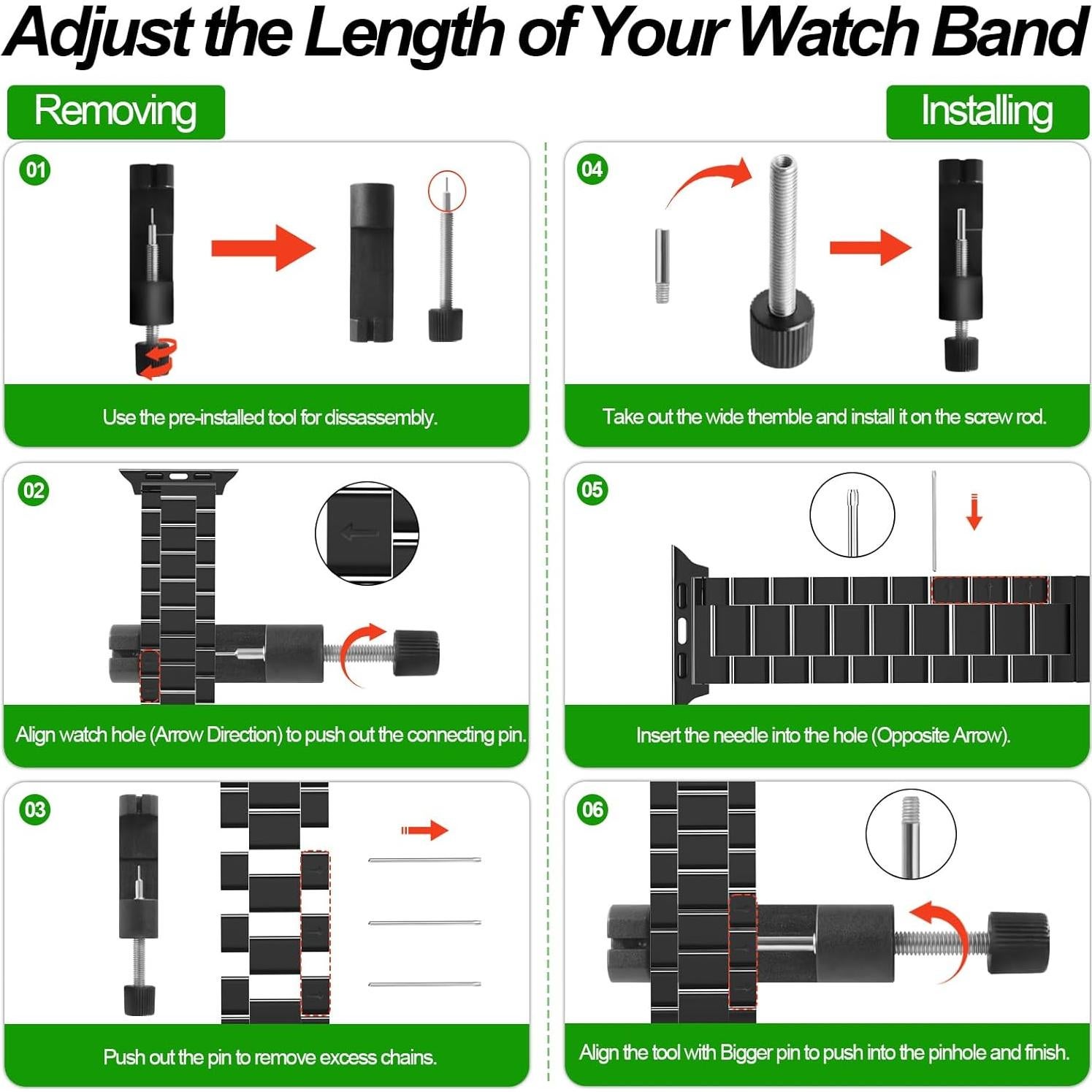 Correa de Acero Inoxidable para Apple Watch 49mm 46mm 45mm