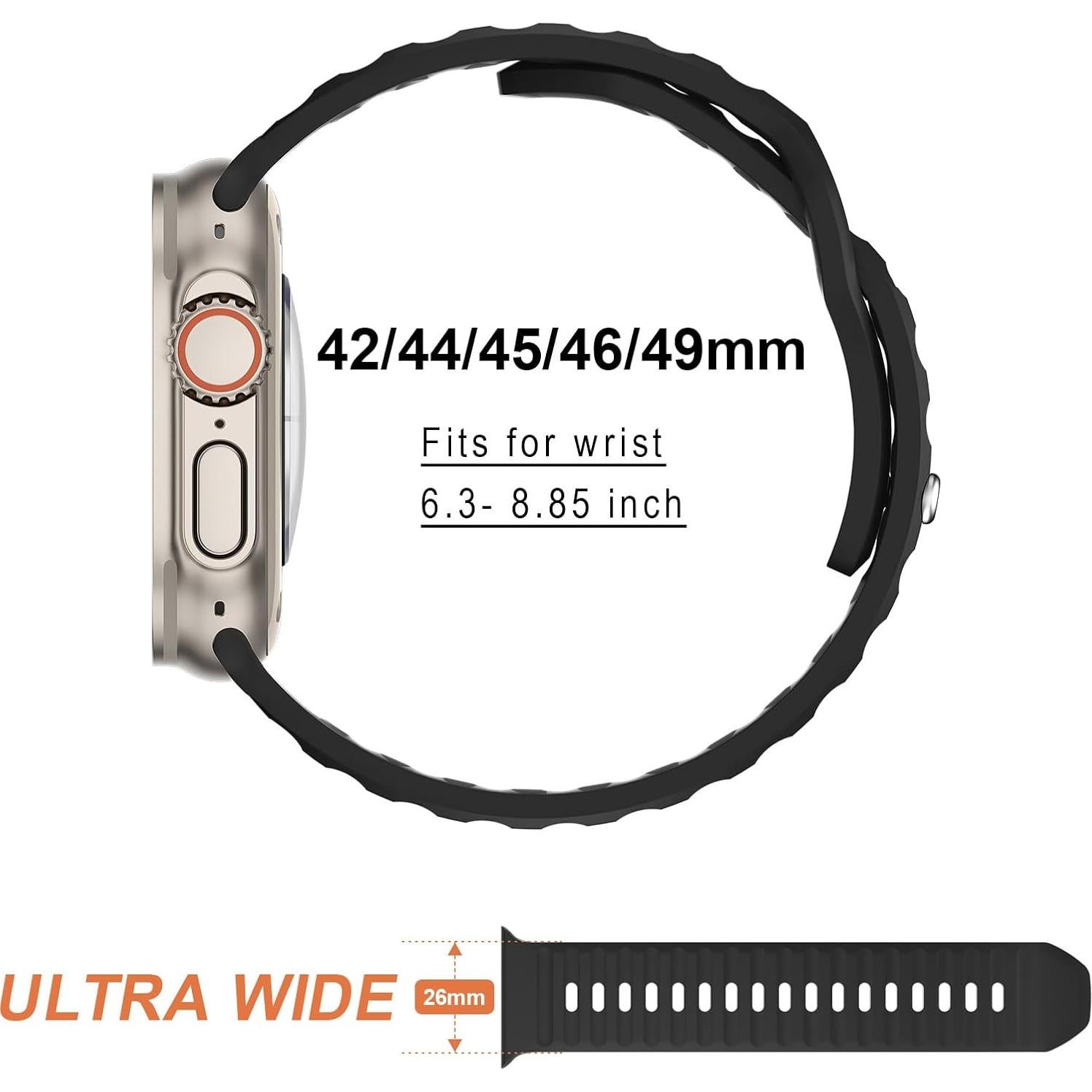 Paquete de 6 bandas de silicona Wolait para Apple Watch 49mm-42mm