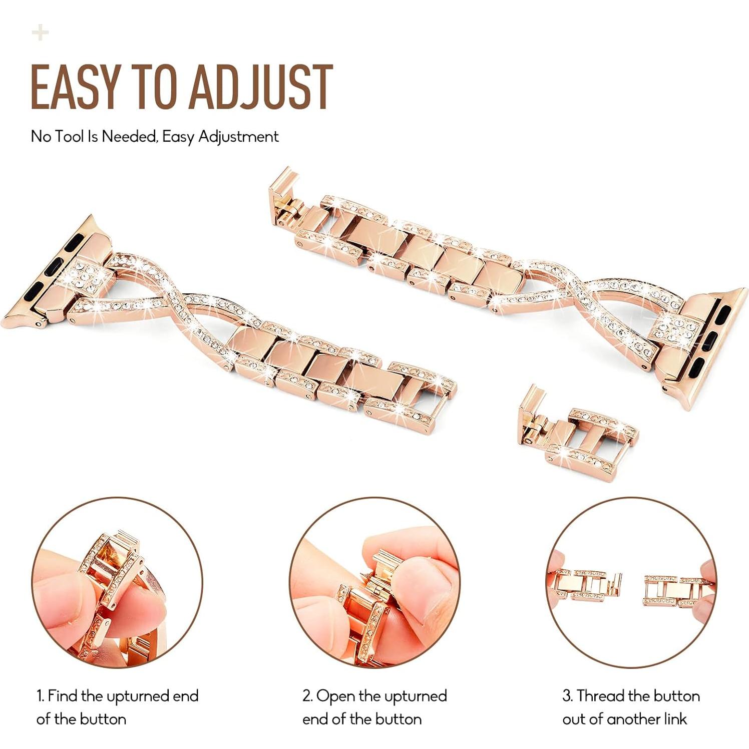 Banda Bling SXTDDSP para Apple Watch 38-49mm Metal Elegante