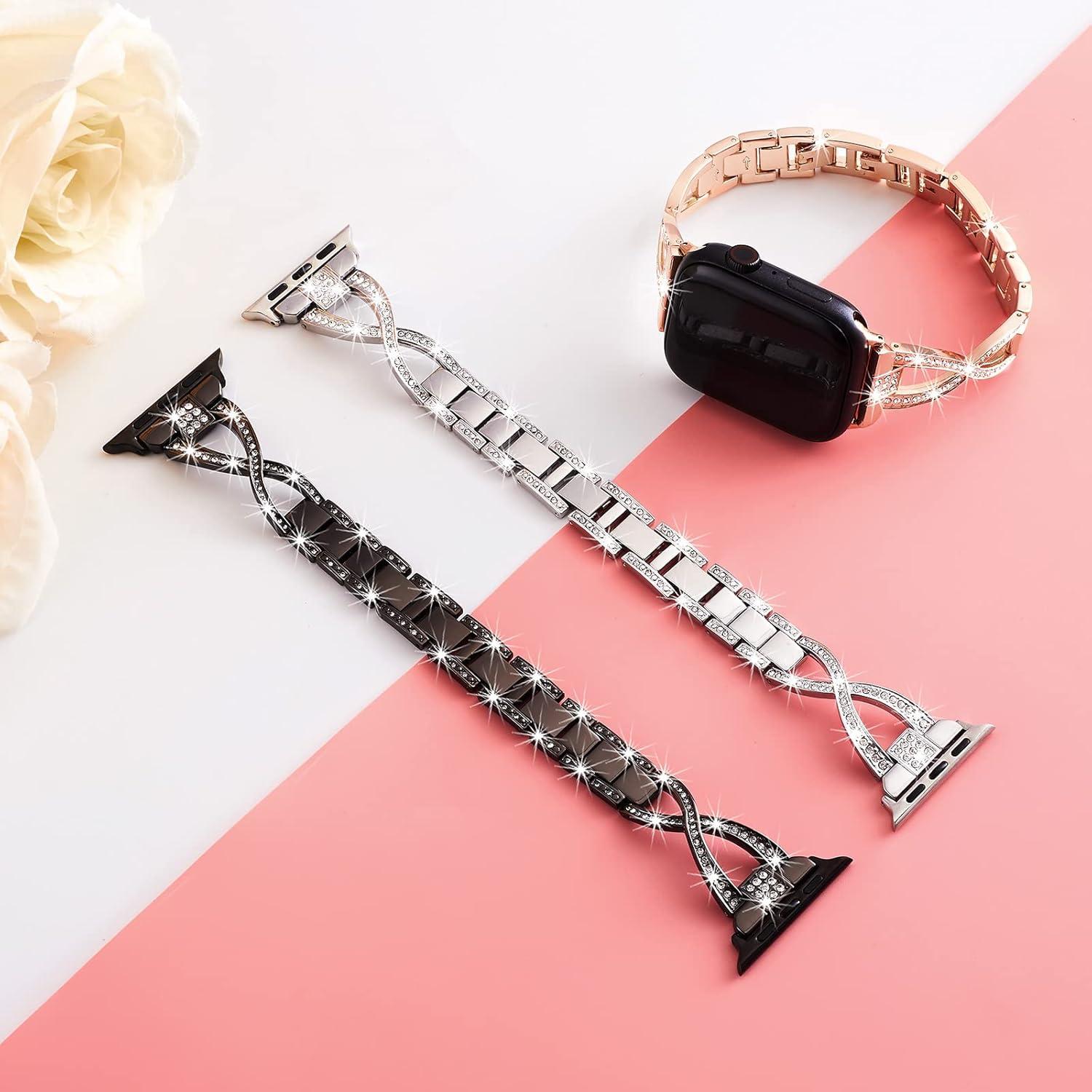 Banda Bling SXTDDSP para Apple Watch 38-49mm Metal Elegante