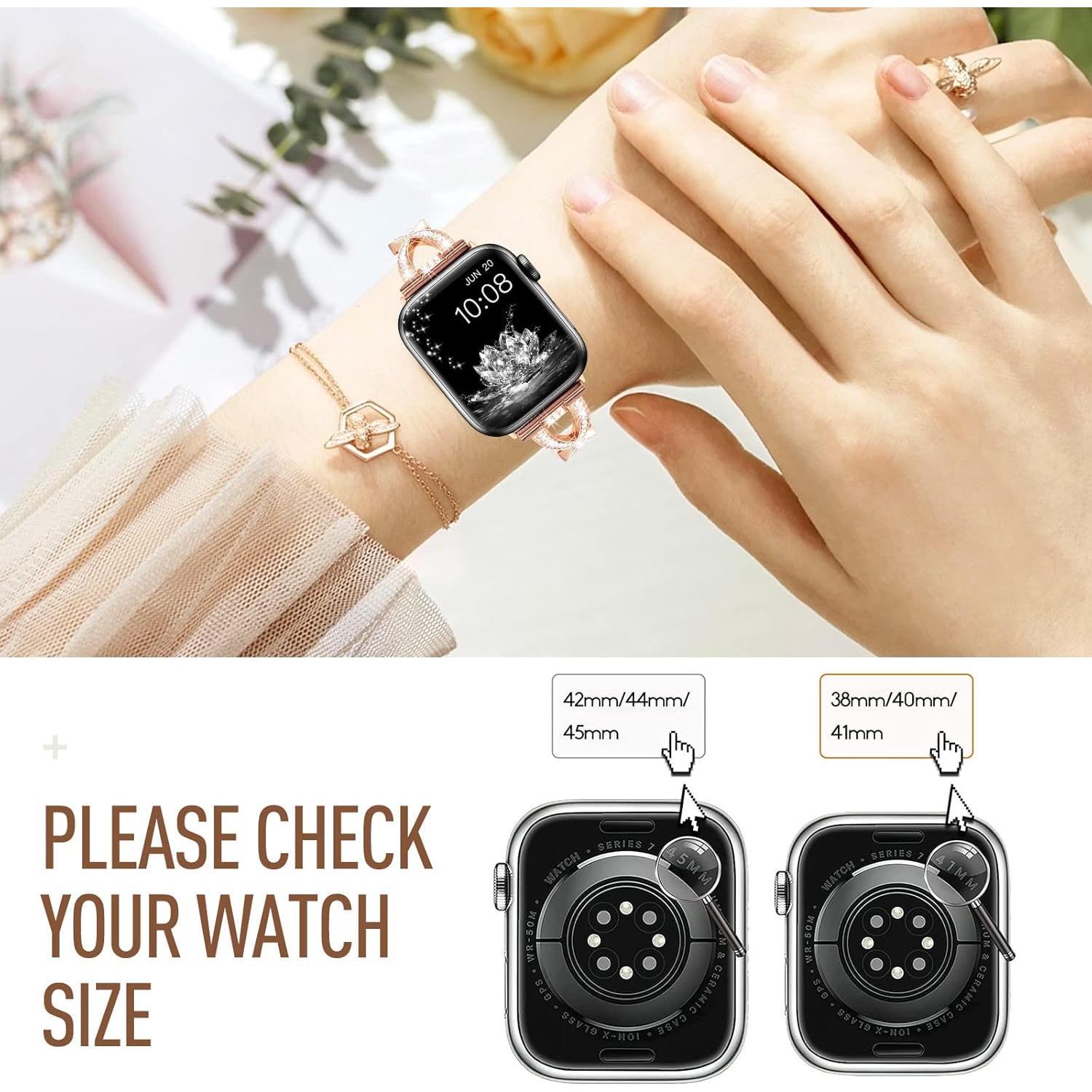 Banda Bling SXTDDSP para Apple Watch 38-49mm Metal Elegante