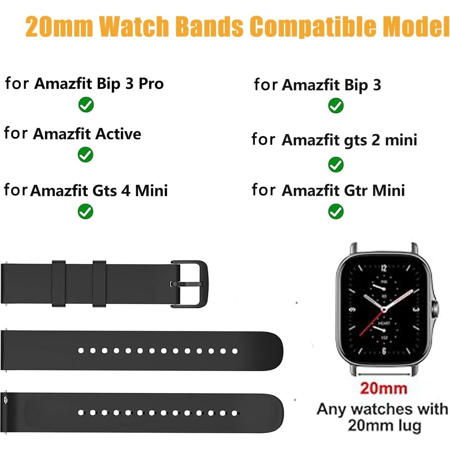 Paquete 2 Bandas Silicona Impermeables Amazfit Bip 3 Pro