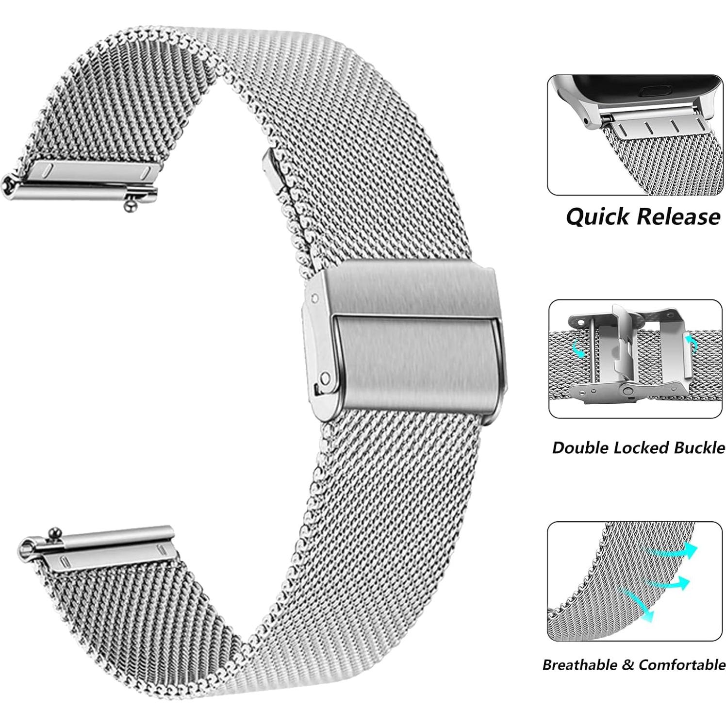 Banda de Reloj Inteligente SUGARJAR 22mm Acero Inoxidable Plata