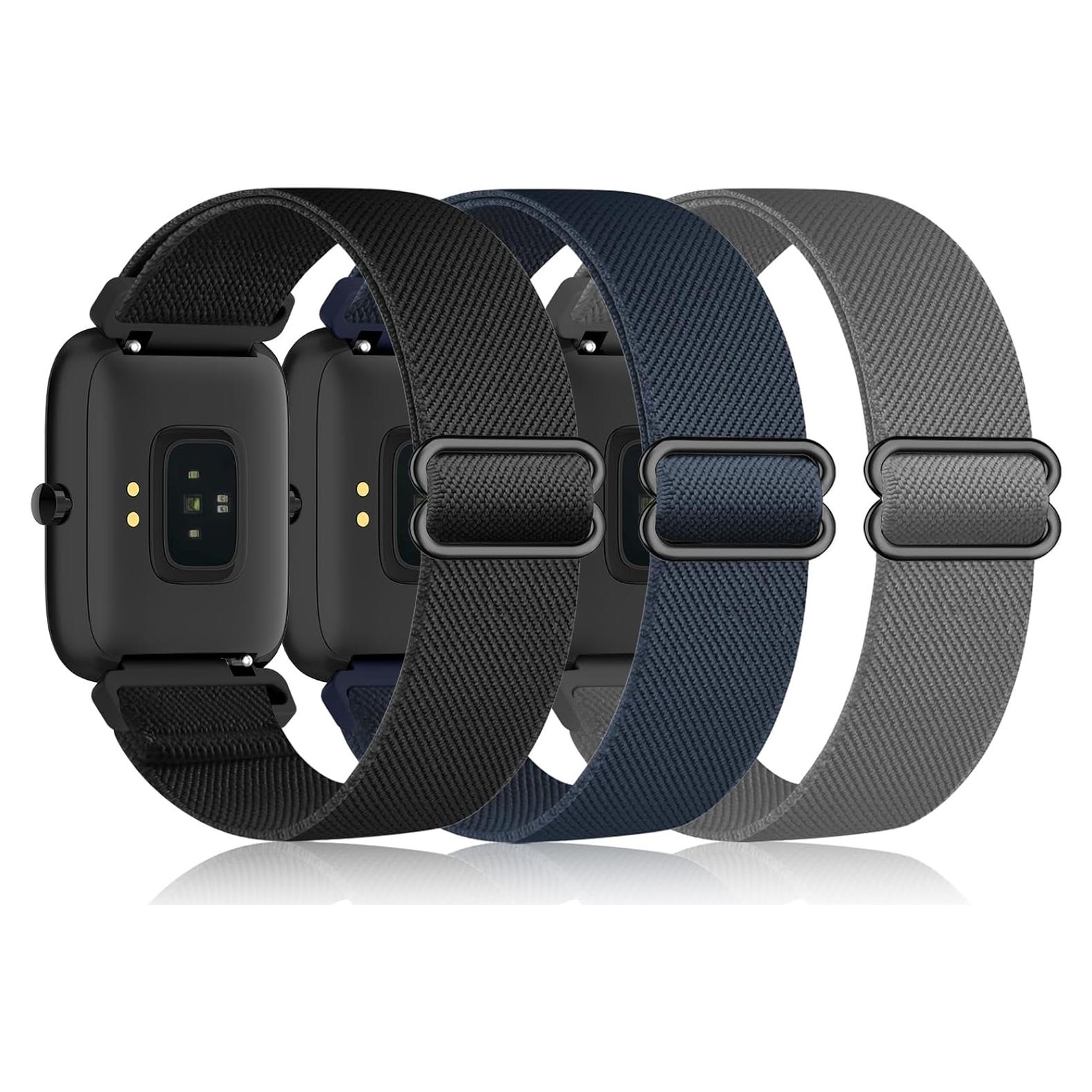 Paquete de 3 bandas de nylon elástico Huadea para reloj Kuizil T70