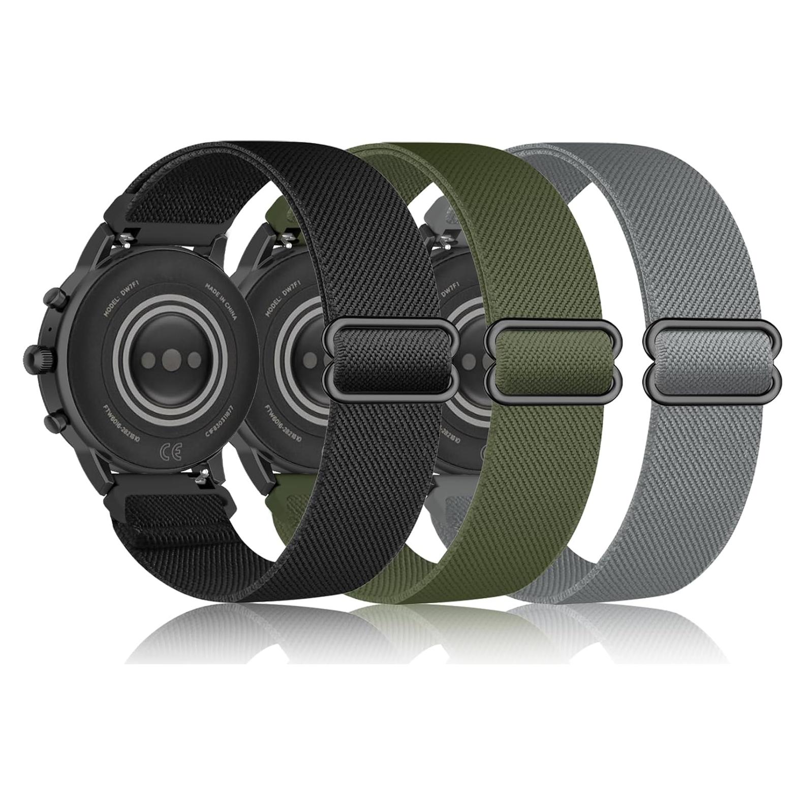 Paquete de 3 bandas de reloj de nylon elástico Tozo S5/S3/S6