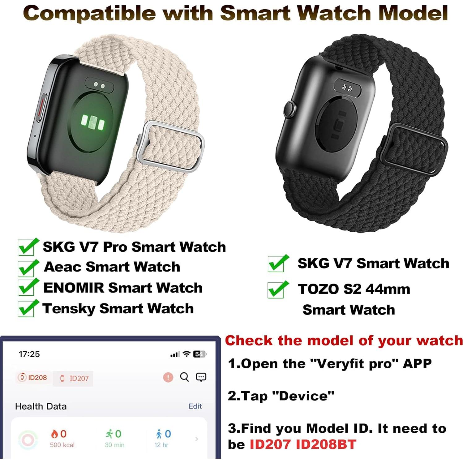 Paquete de 3 bandas de nylon elásticas PUPVUS para reloj 44mm