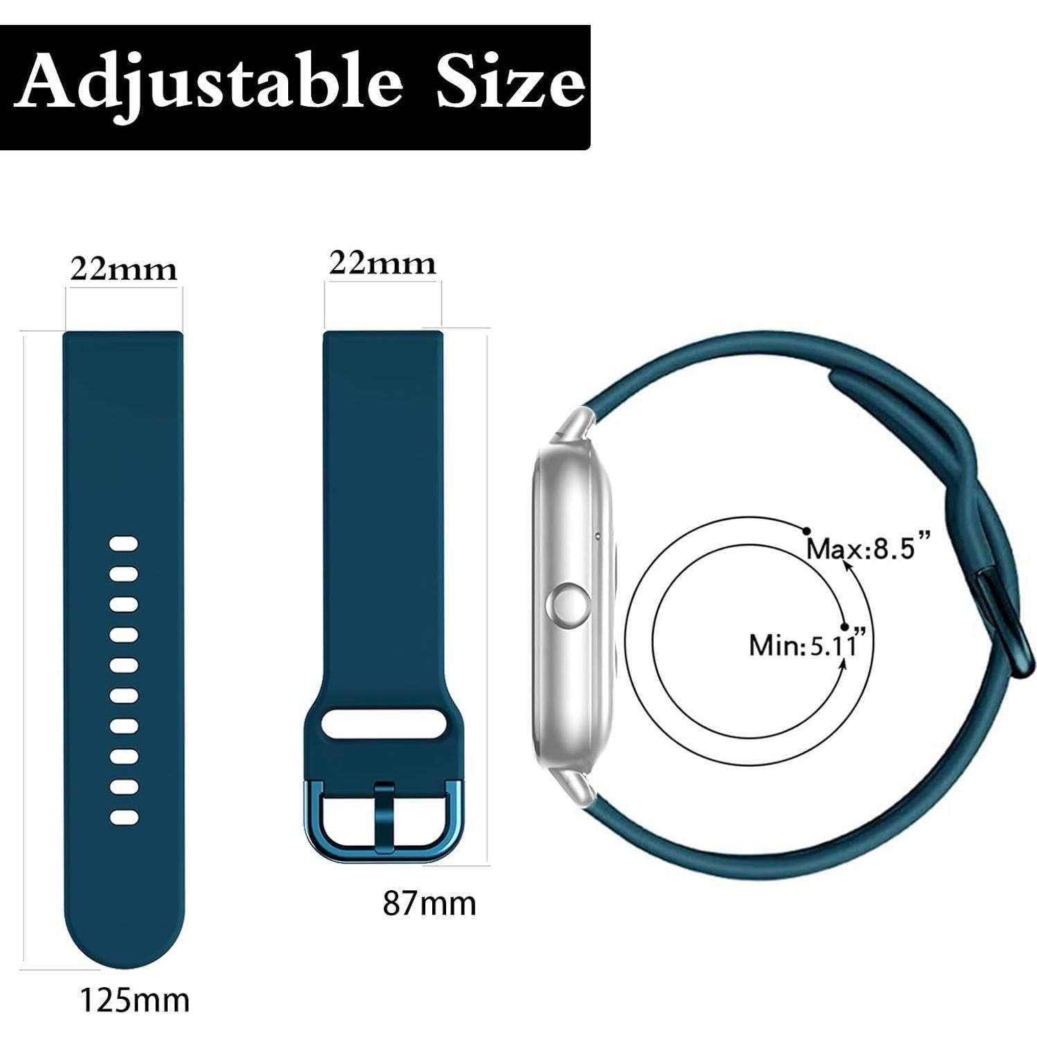 Paquete de 3 bandas de silicona 22 mm SUGARJAR para IDW13-26