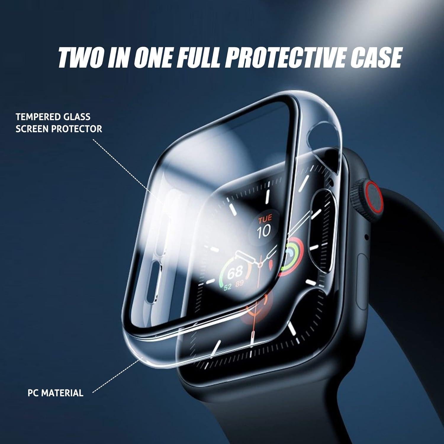 Ailun for Apple Watch SE 3/SE 2023/Series 6/5/4/SE Screen Protector [44mm], Ultra-Thin Hard PC Case Built in Tempered Glass for iWatch, Shockproof Cover with Button [2 Pack][Clear]