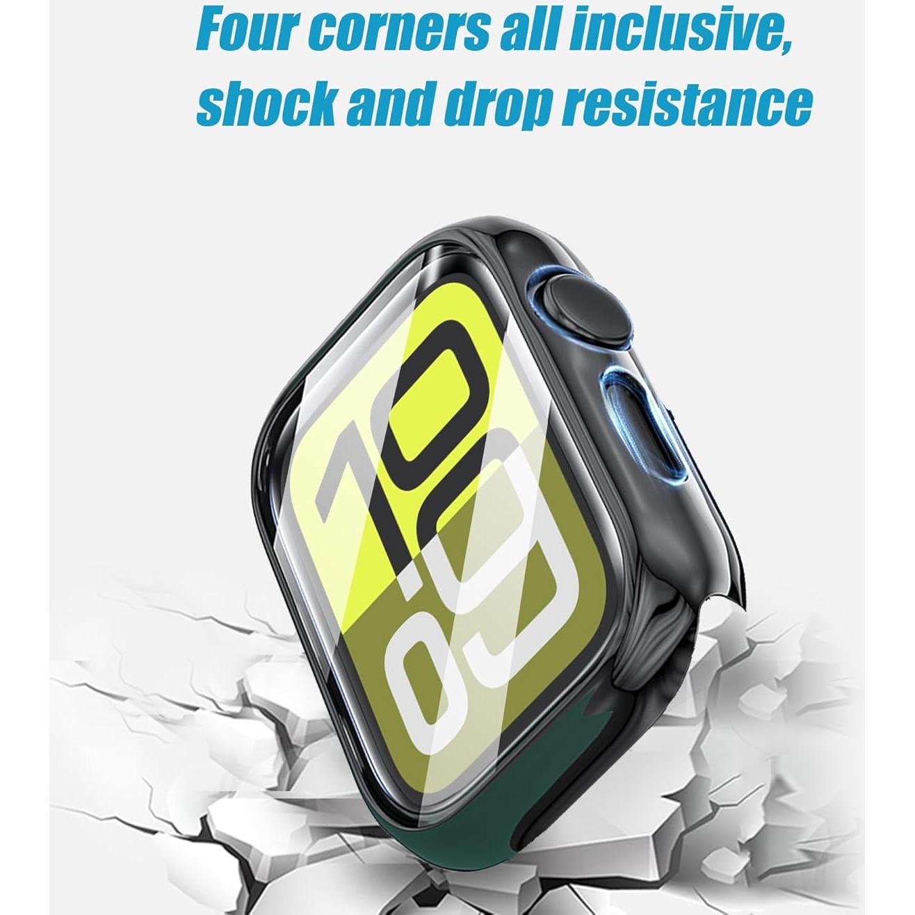 Ailun for Apple Watch SE 3/SE 2023/Series 6/5/4/SE Screen Protector [44mm], Ultra-Thin Hard PC Case Built in Tempered Glass for iWatch, Shockproof Cover with Button [2 Pack][Clear]