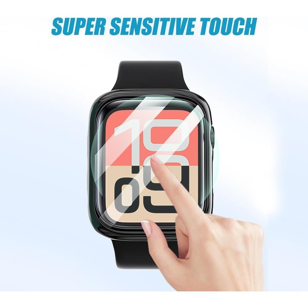 Ailun for Apple Watch SE 3/SE 2023/Series 6/5/4/SE Screen Protector [44mm], Ultra-Thin Hard PC Case Built in Tempered Glass for iWatch, Shockproof Cover with Button [2 Pack][Clear]