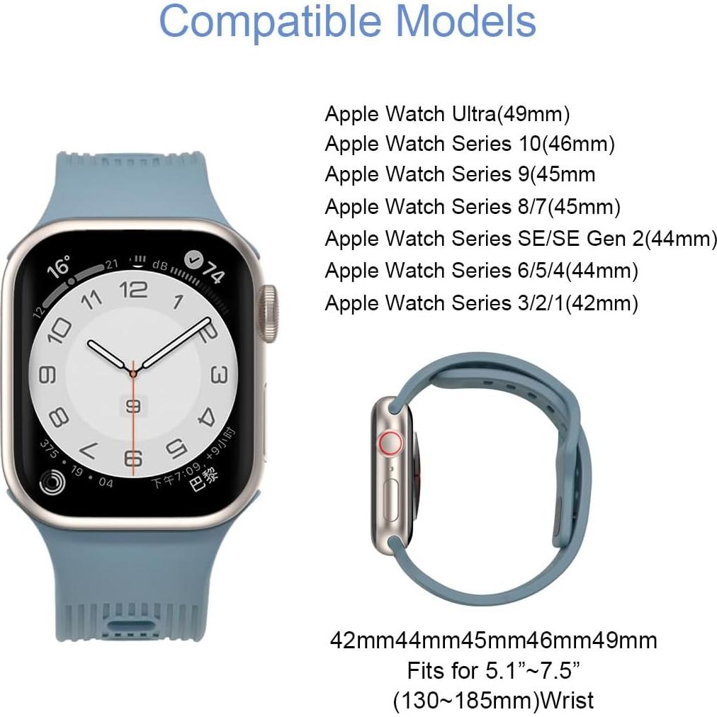Banda Deportiva de Goma PEIPEIJIA para Apple Watch 49/46/45/44/42mm