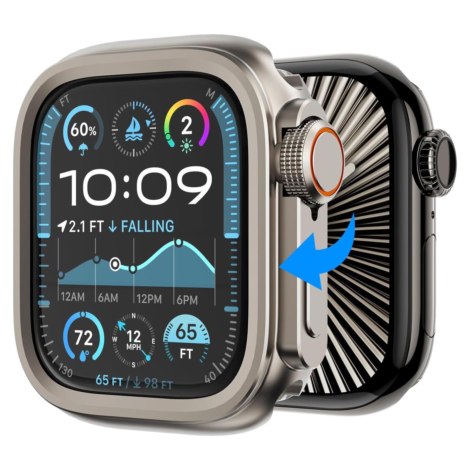 Funda 3-en-1 KADES para Apple Watch 46mm Titanio - Protección Ultra