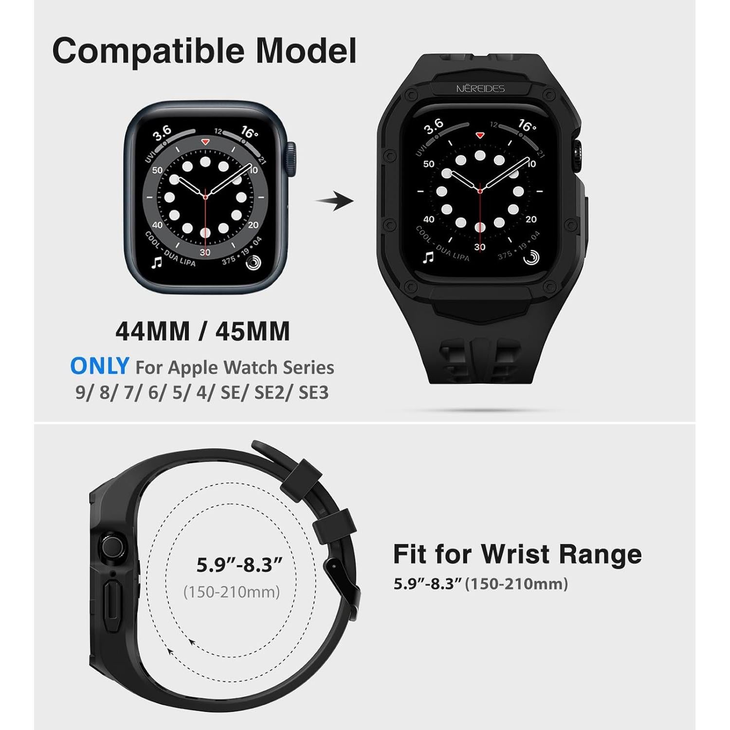 Banda Deportiva Nereides para Apple Watch 44/45mm - Negro