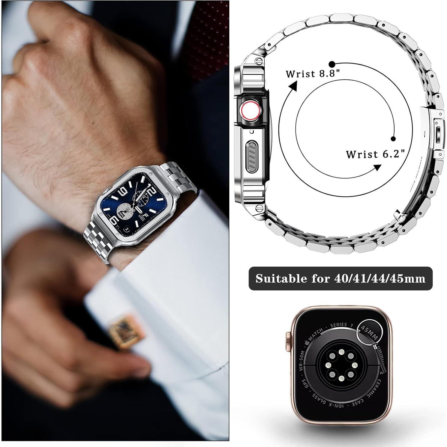 Banda de Acero Inoxidable SUPLINK 45mm para Apple Watch Plata