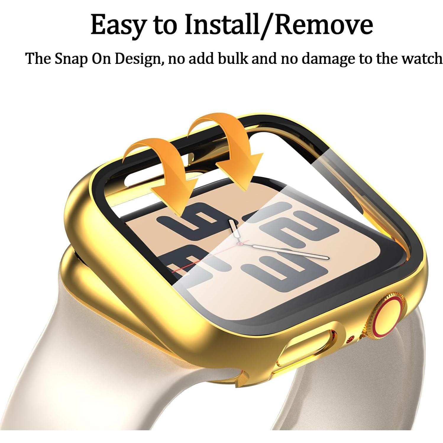 Paquete de 2 fundas DNNBAO para Apple Watch SE 40mm dorado