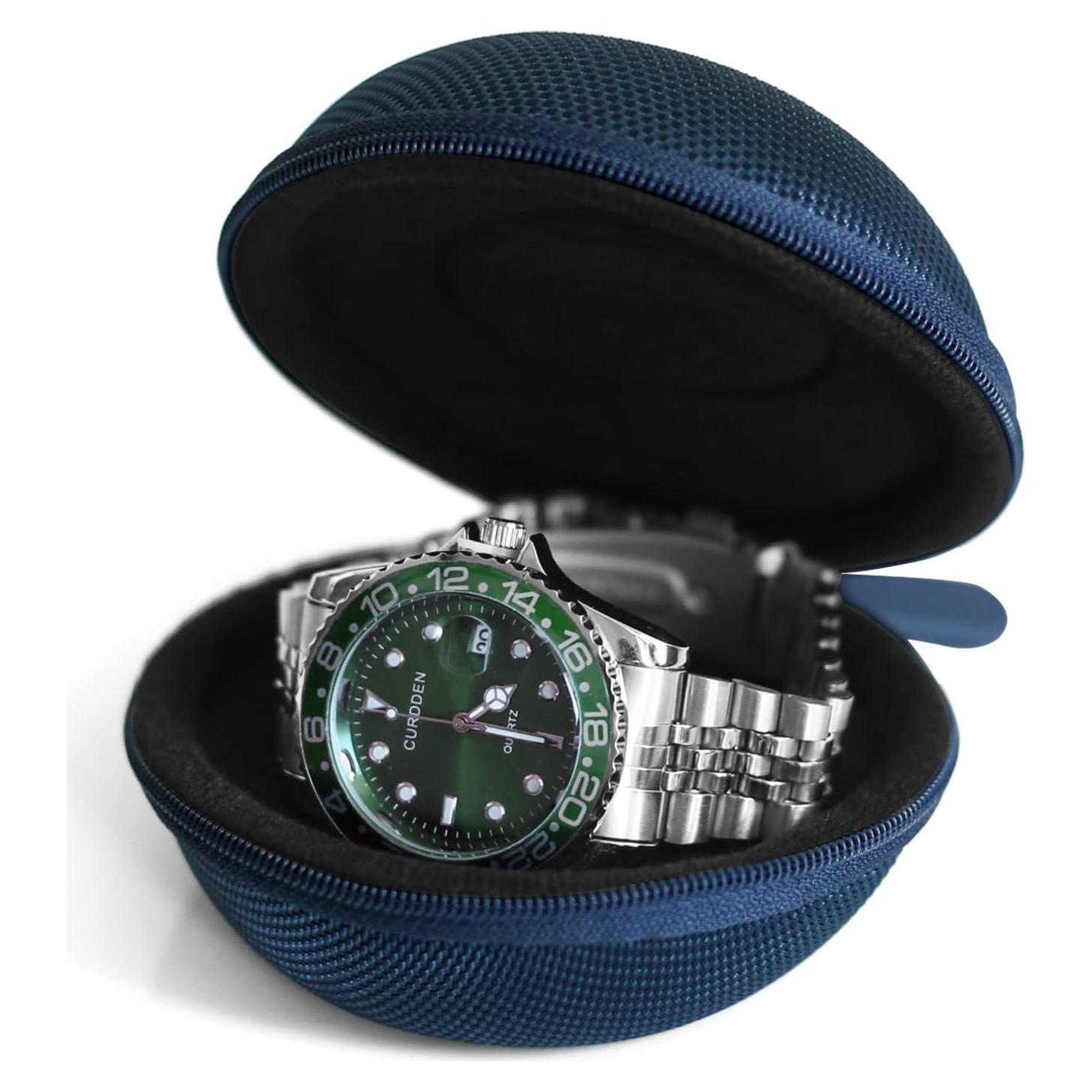Estuche de viaje para reloj Besforu azul portátil 1 slot