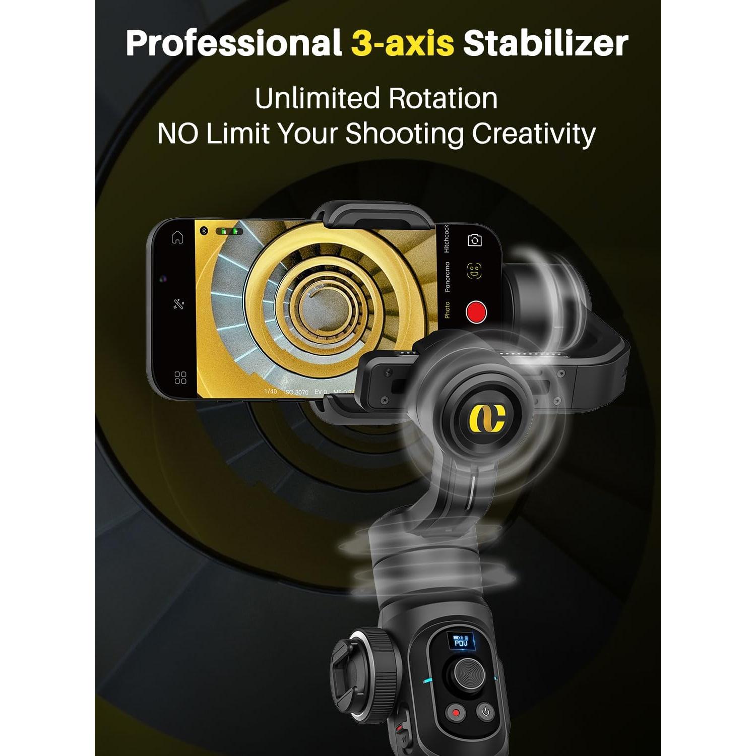 Estabilizador de Cardán AOCHUAN Smart S2 con Luz y Extensión