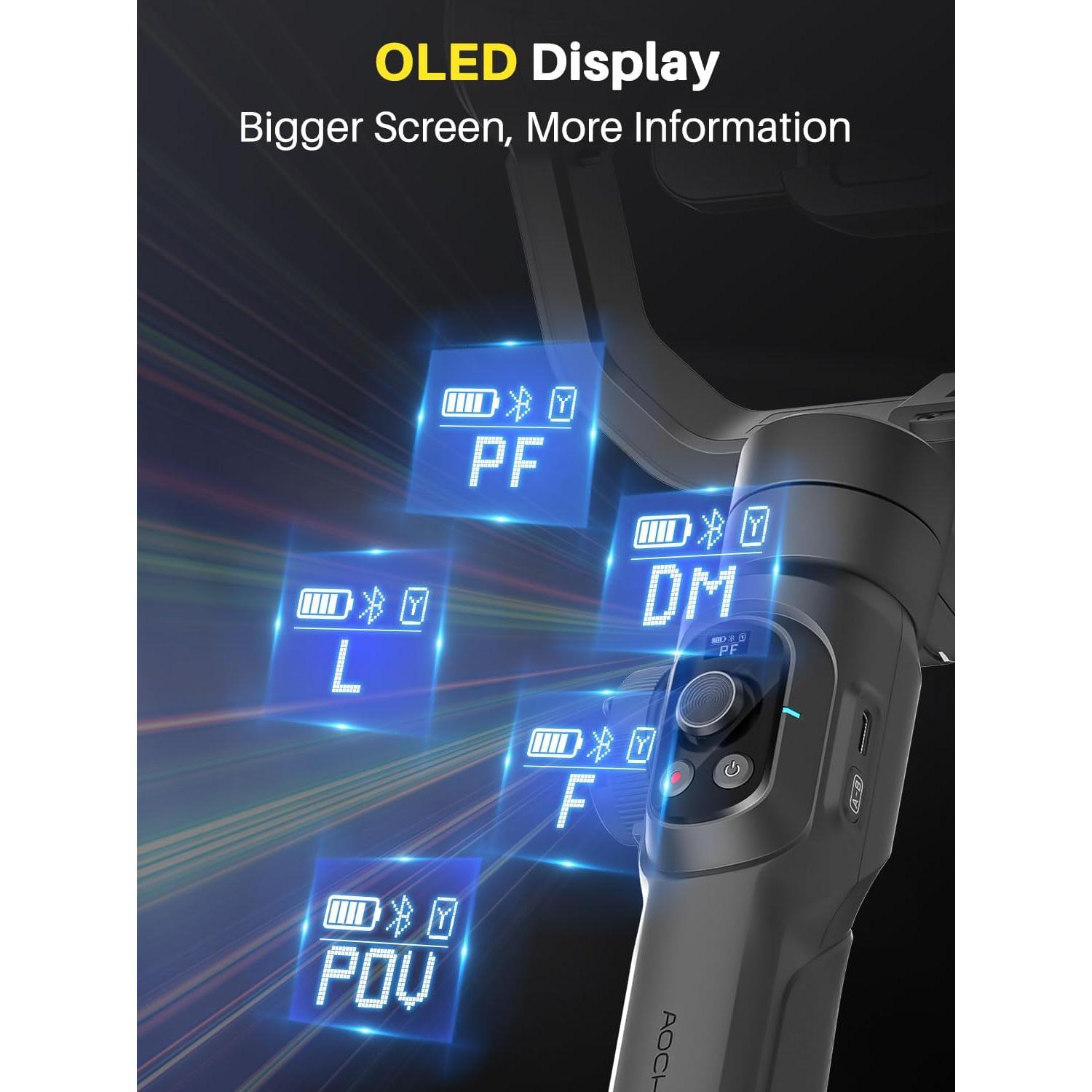 Estabilizador de Cardán AOCHUAN Smart S2 con Luz y Extensión