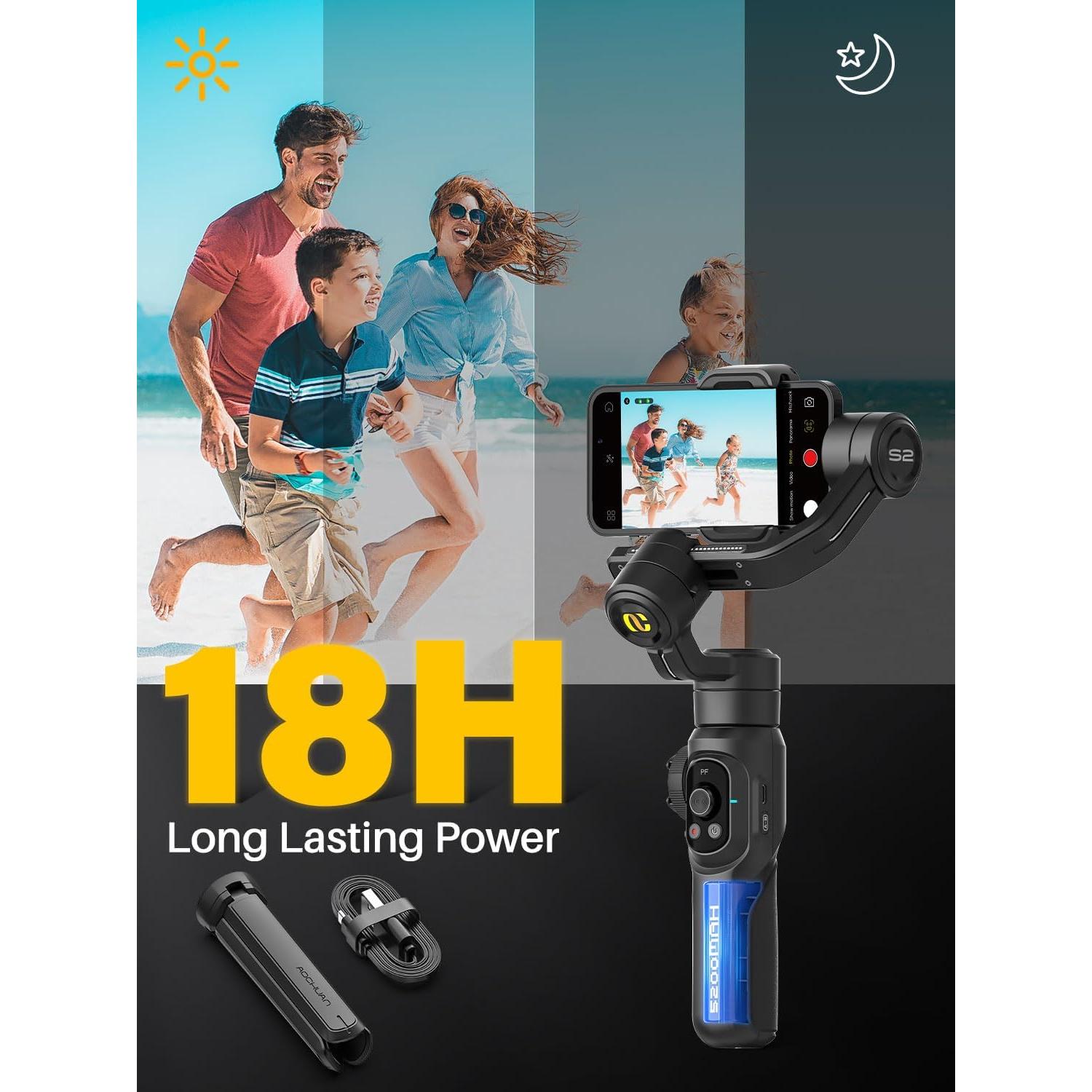 Estabilizador de Cardán AOCHUAN Smart S2 con Luz y Extensión