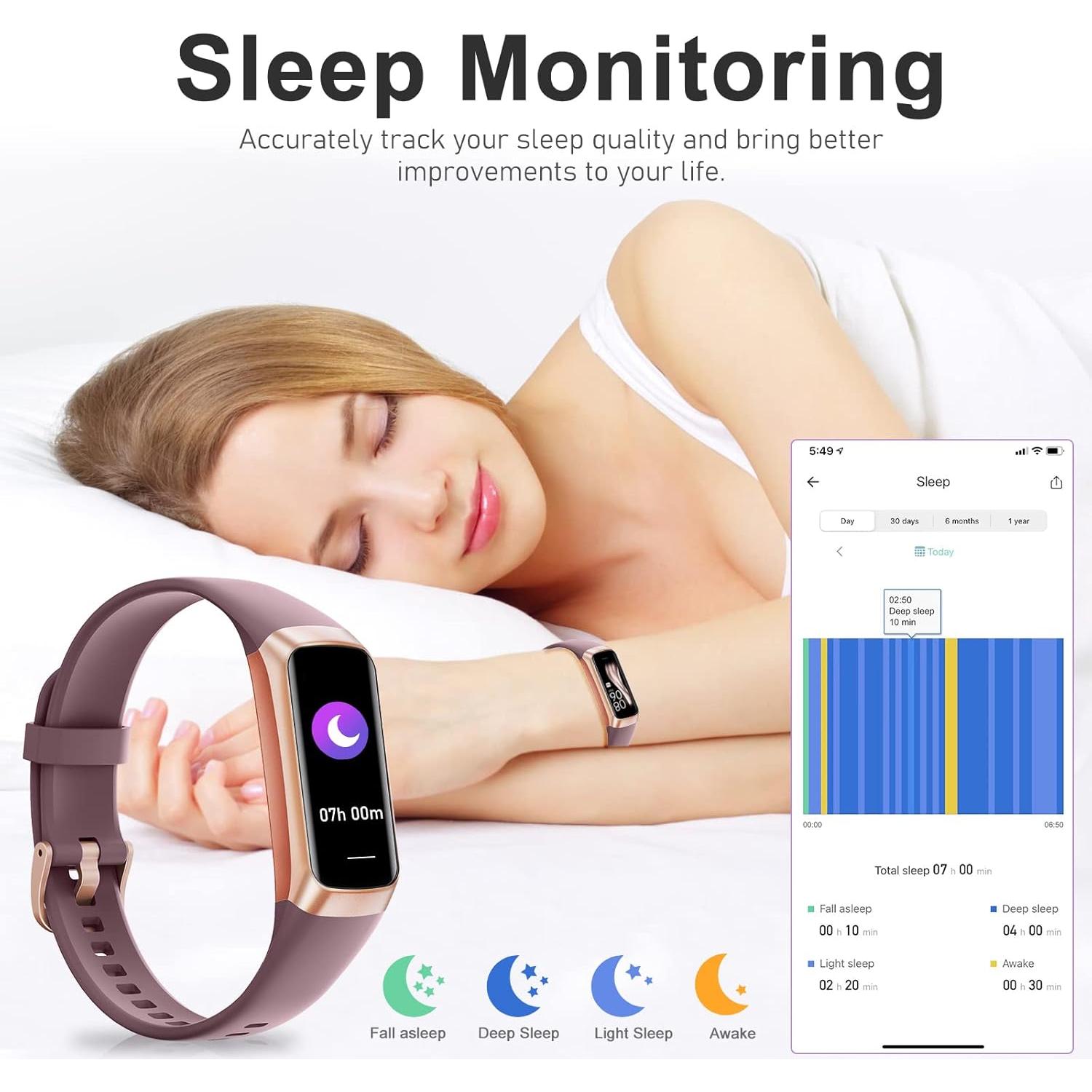 Rastreador de Fitness Zeacool Burdeos con Monitor de Salud 24/7