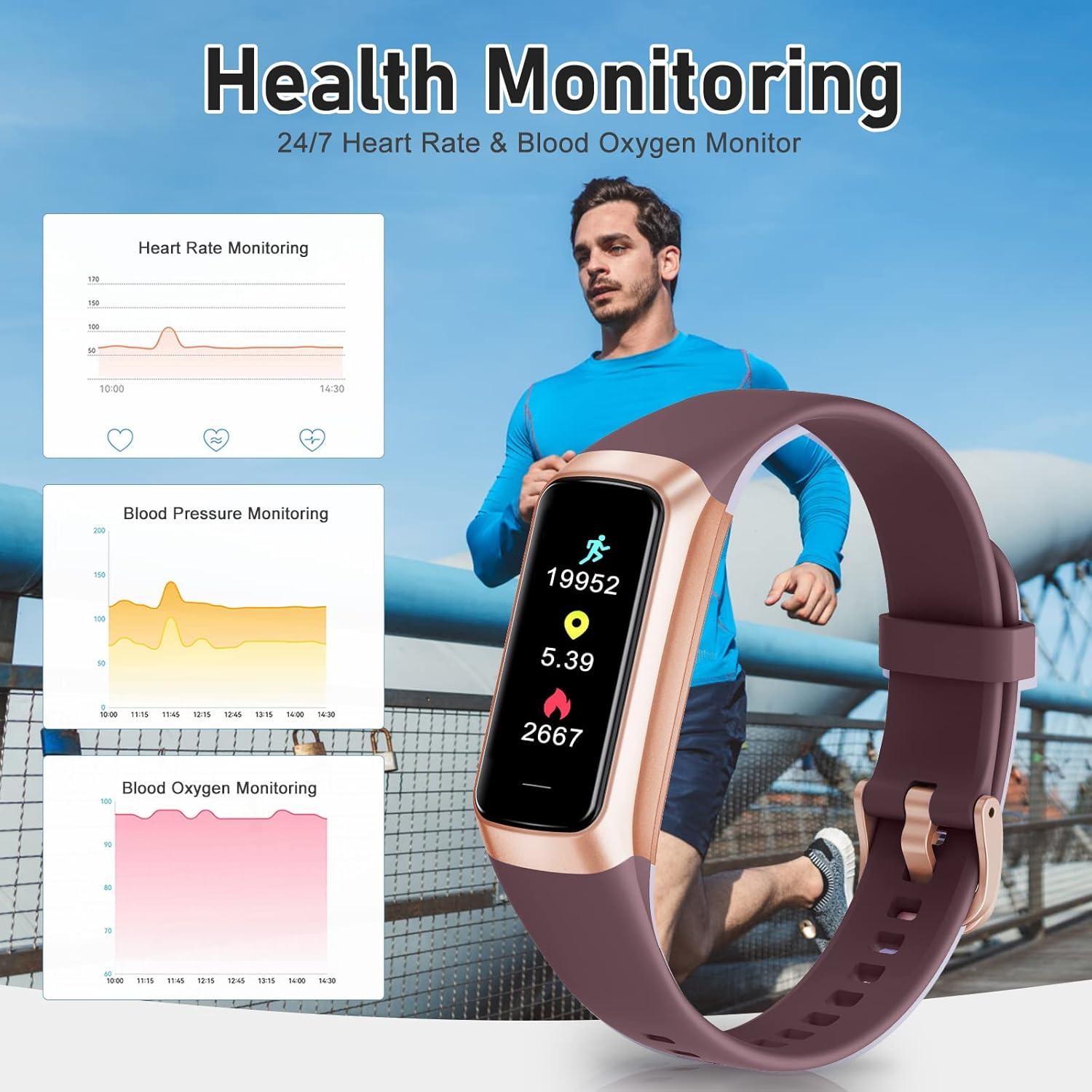 Rastreador de Fitness Zeacool Burdeos con Monitor de Salud 24/7