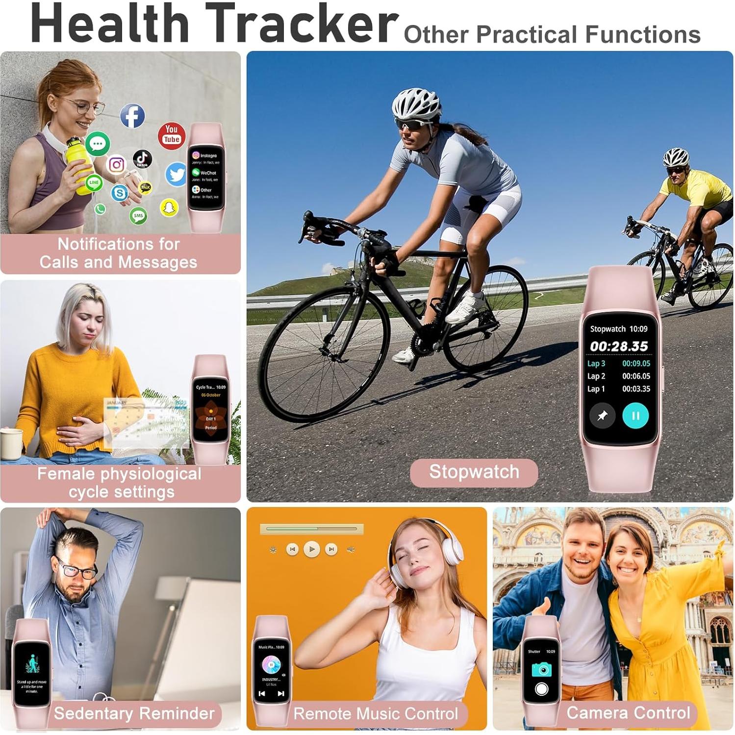 Rastreador de Fitness ST-CARE FT55 Rosa 1.47" Pantalla Táctil