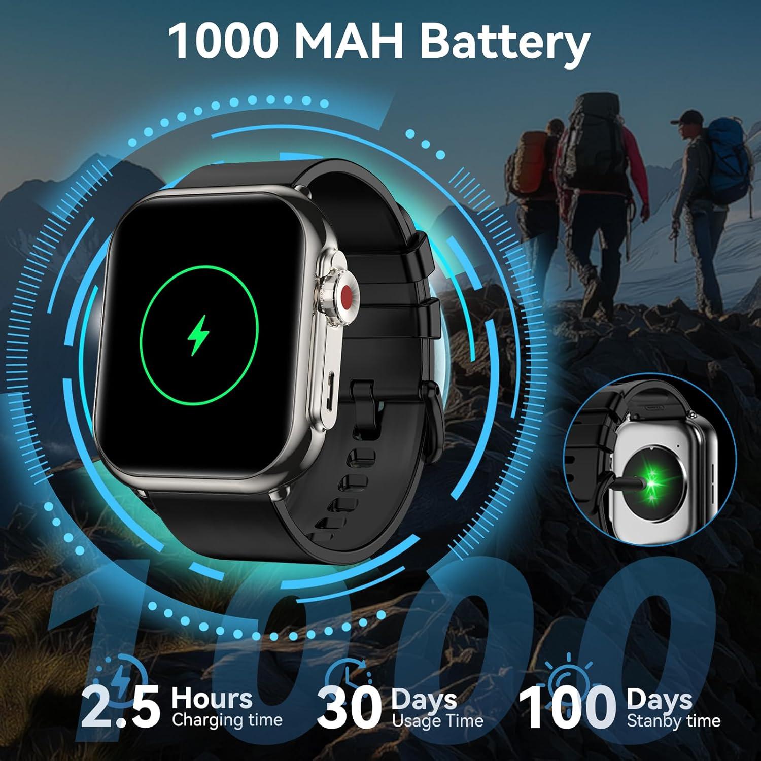 Reloj Inteligente QONBINK K62 1.85" HD Fitness IP68 Negro