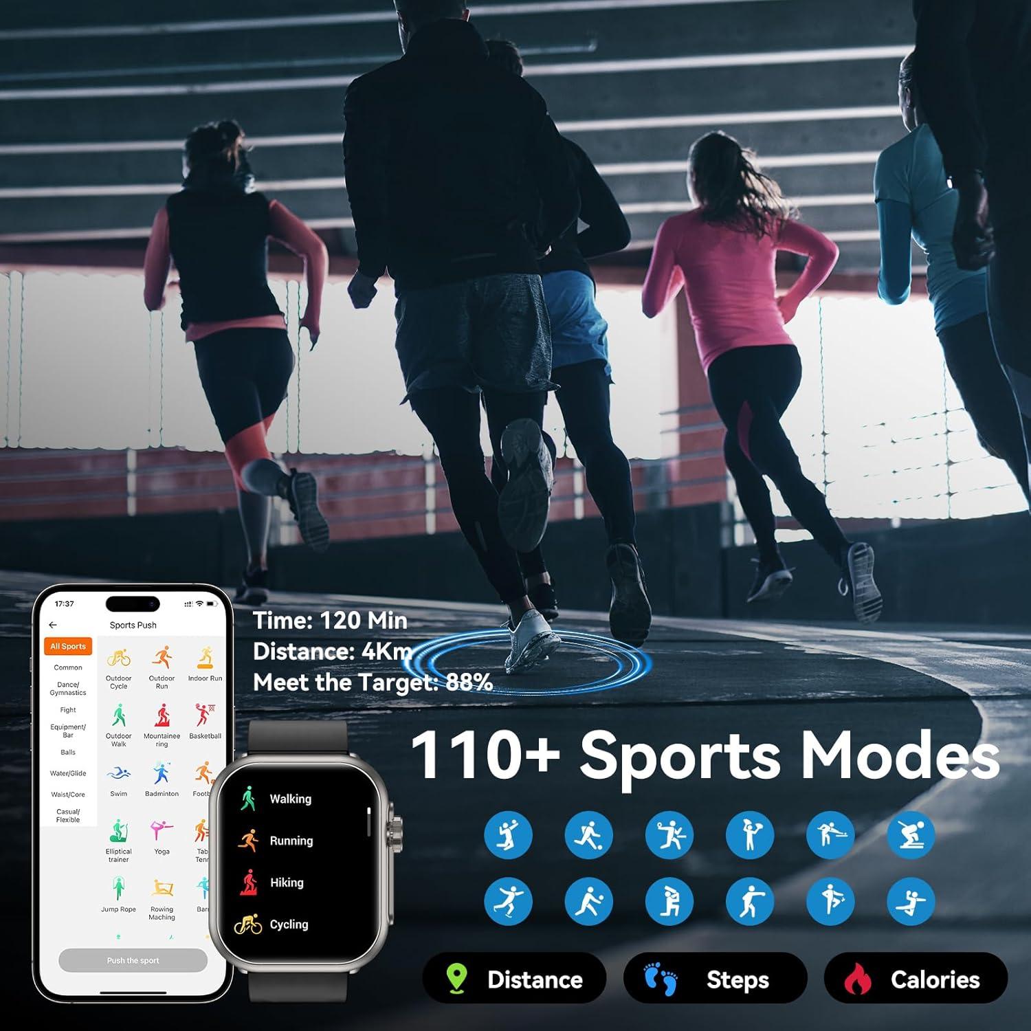 Reloj Inteligente QONBINK K62 1.85" HD Fitness IP68 Negro