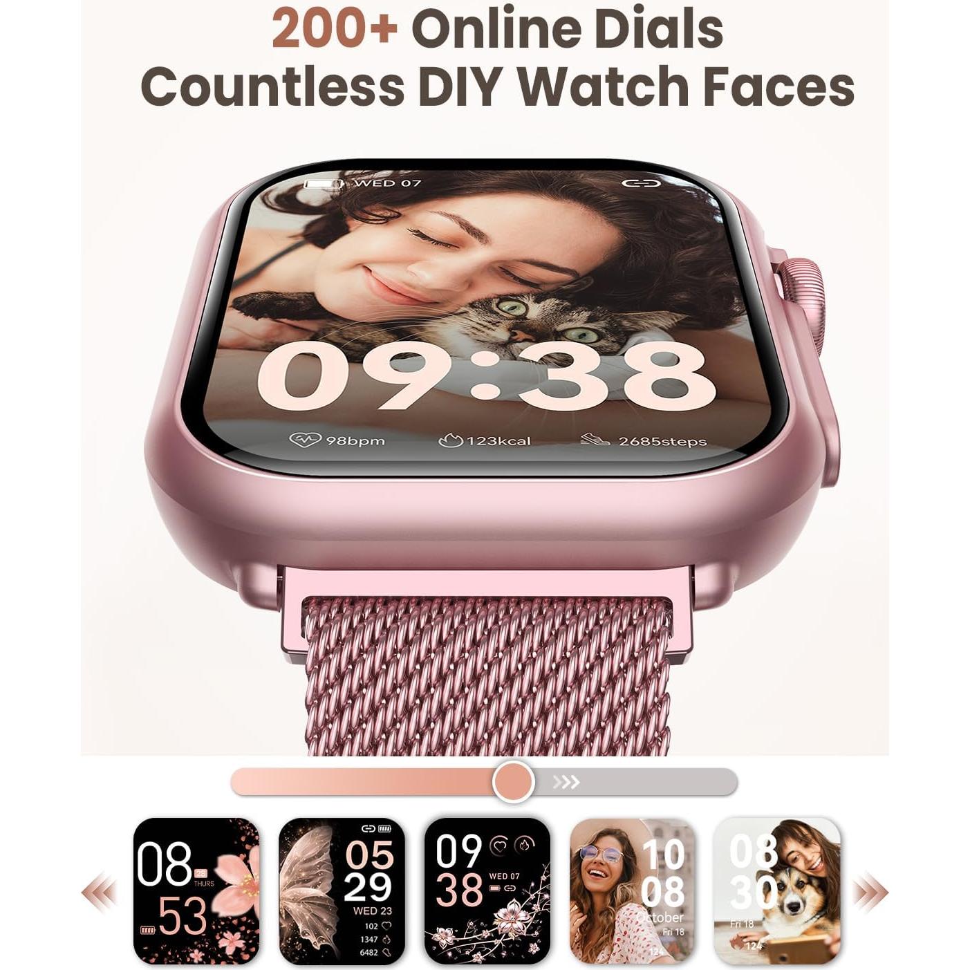 Reloj Inteligente AKUMAKA G62 Rosa Suave 1.83" HD Salud Fitness