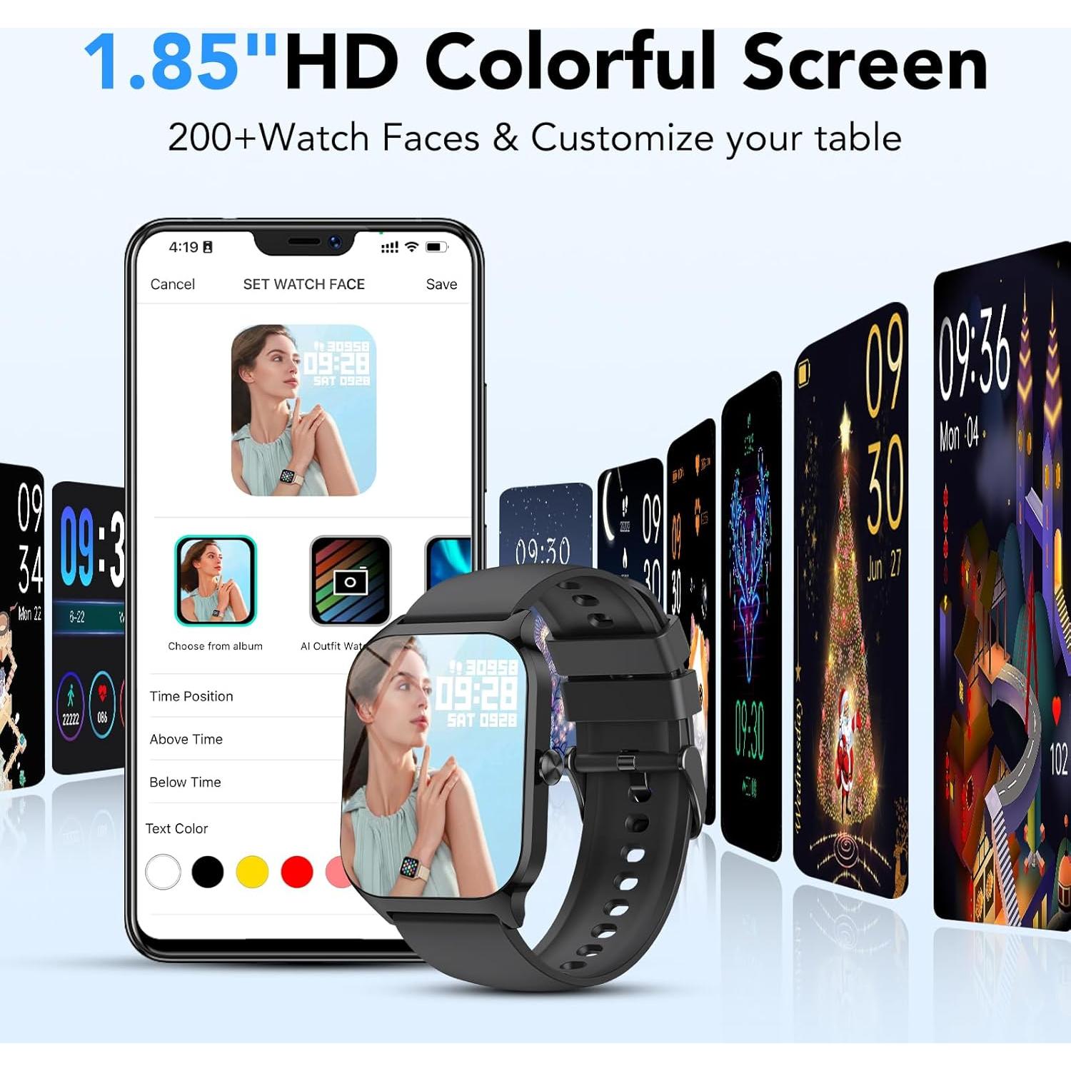 Reloj Inteligente CASCHO P125 Negro 1.85" HD Fitness Bluetooth