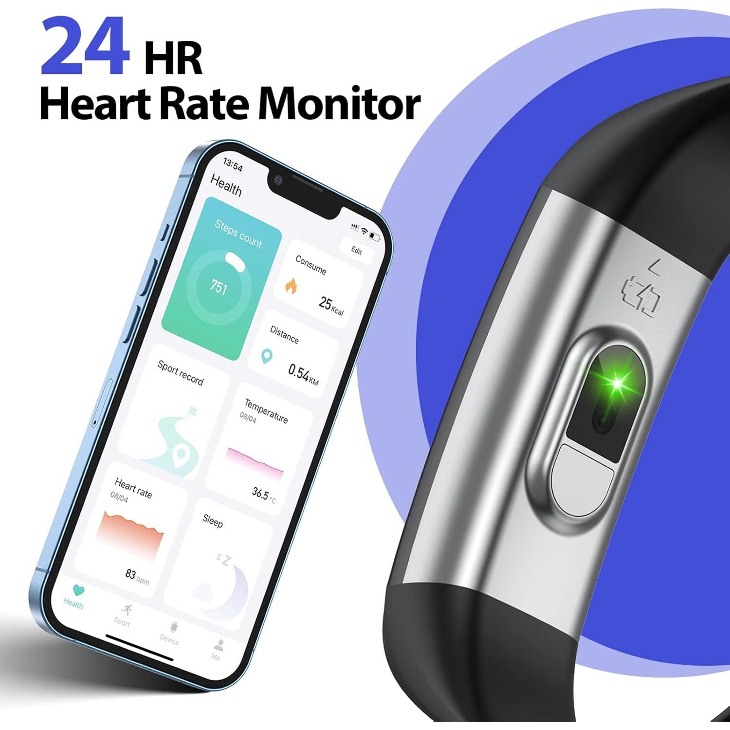 Rastreador de Fitness Portzon con Monitor de Frecuencia Cardíaca IP68