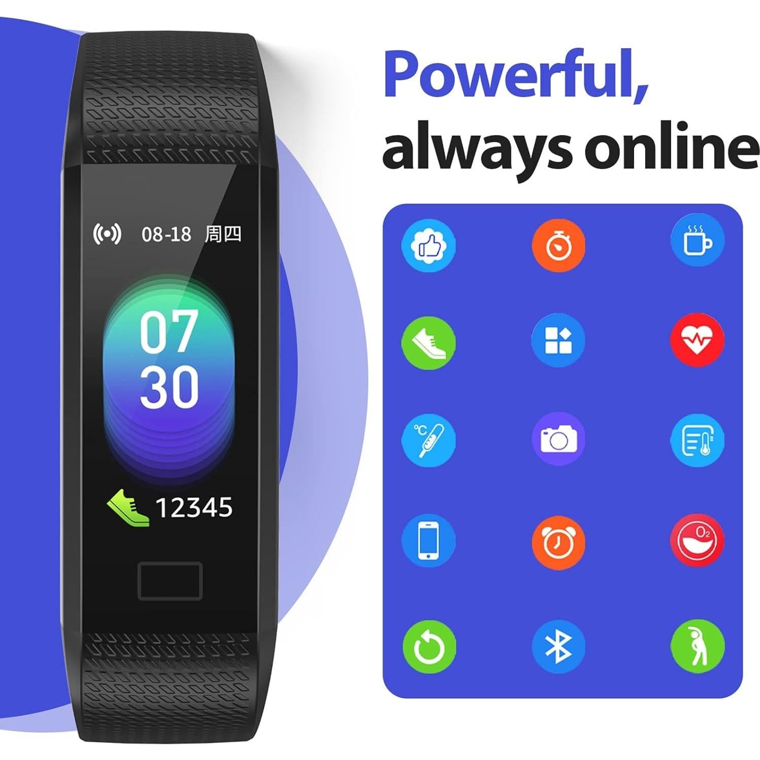 Rastreador de Fitness Portzon con Monitor de Frecuencia Cardíaca IP68