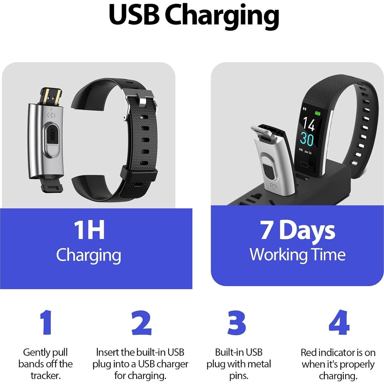 Rastreador de Fitness Portzon con Monitor de Frecuencia Cardíaca IP68