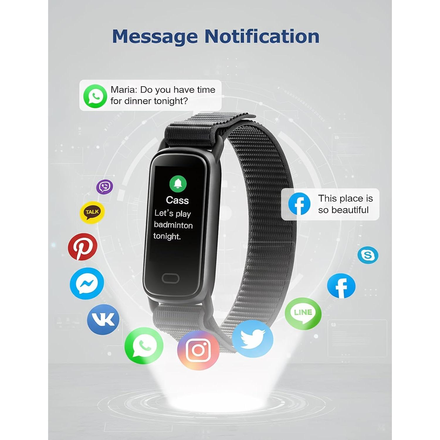 Rastreador de Fitness IP68 Negro con Frecuencia Cardíaca y Sueño